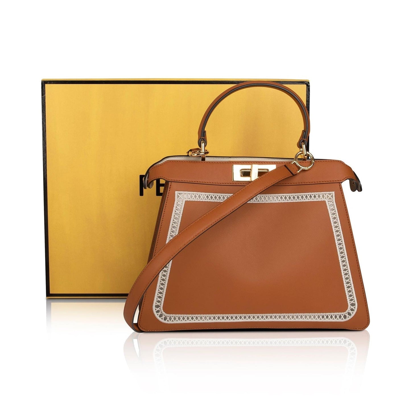 Fendi Embroidered Peekaboo Iseeu Bag Leather Travel Bag