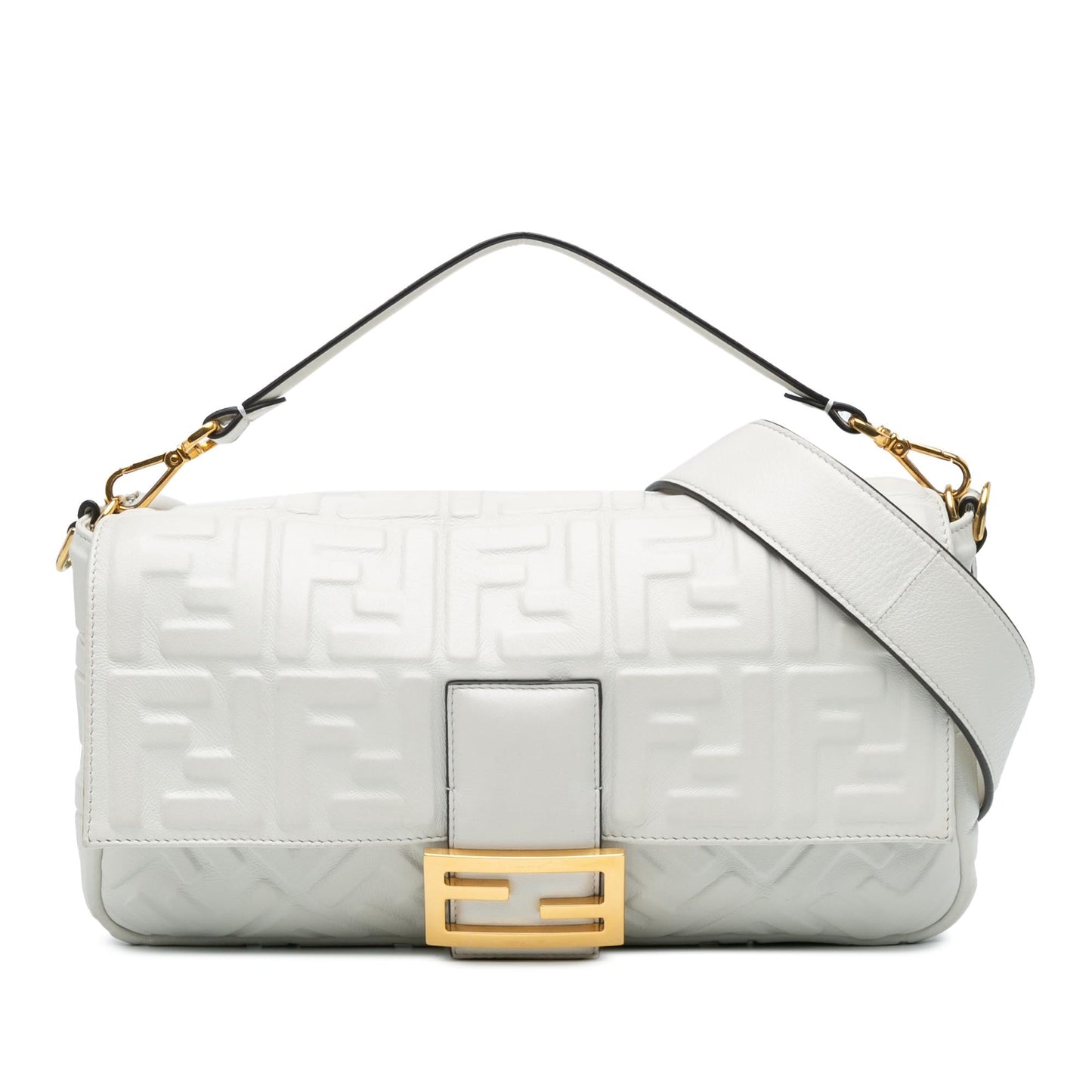 Fendi Ff Baguette Satchel Shg Agyb4Y Leather Medium Embossed Satchel Bag