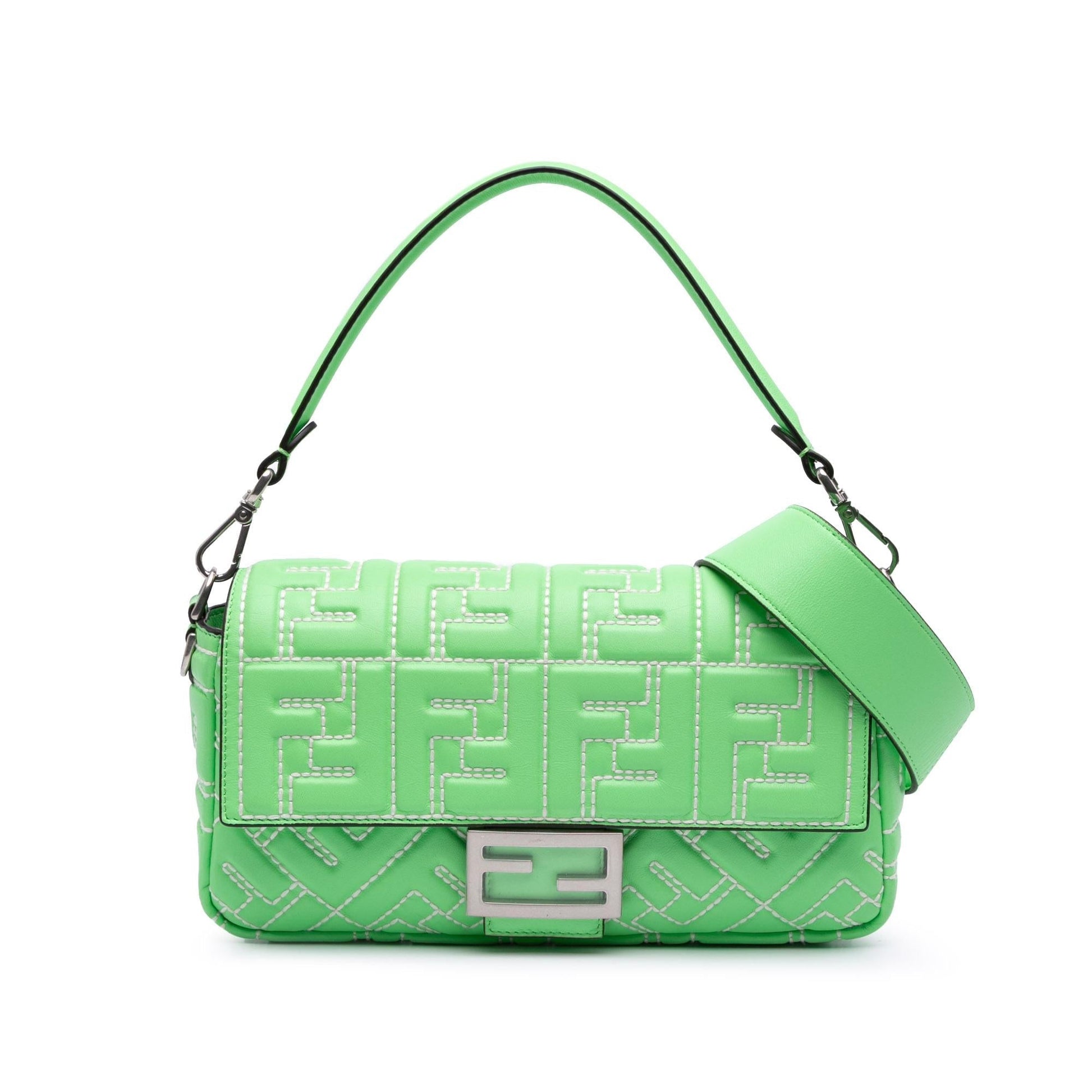 Fendi Ff Baguette Satchel Leather Medium Embossed Satchel Bag Ff Baguette Satchel
