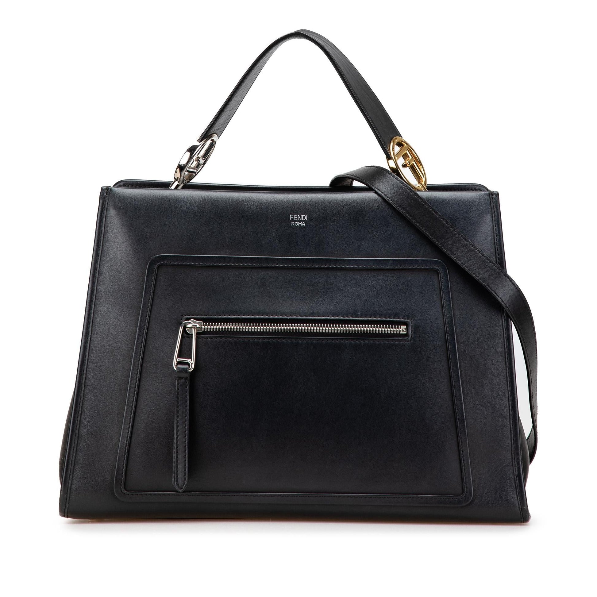 Fendi Runaway Satchel Leather Medium Satchel Bag