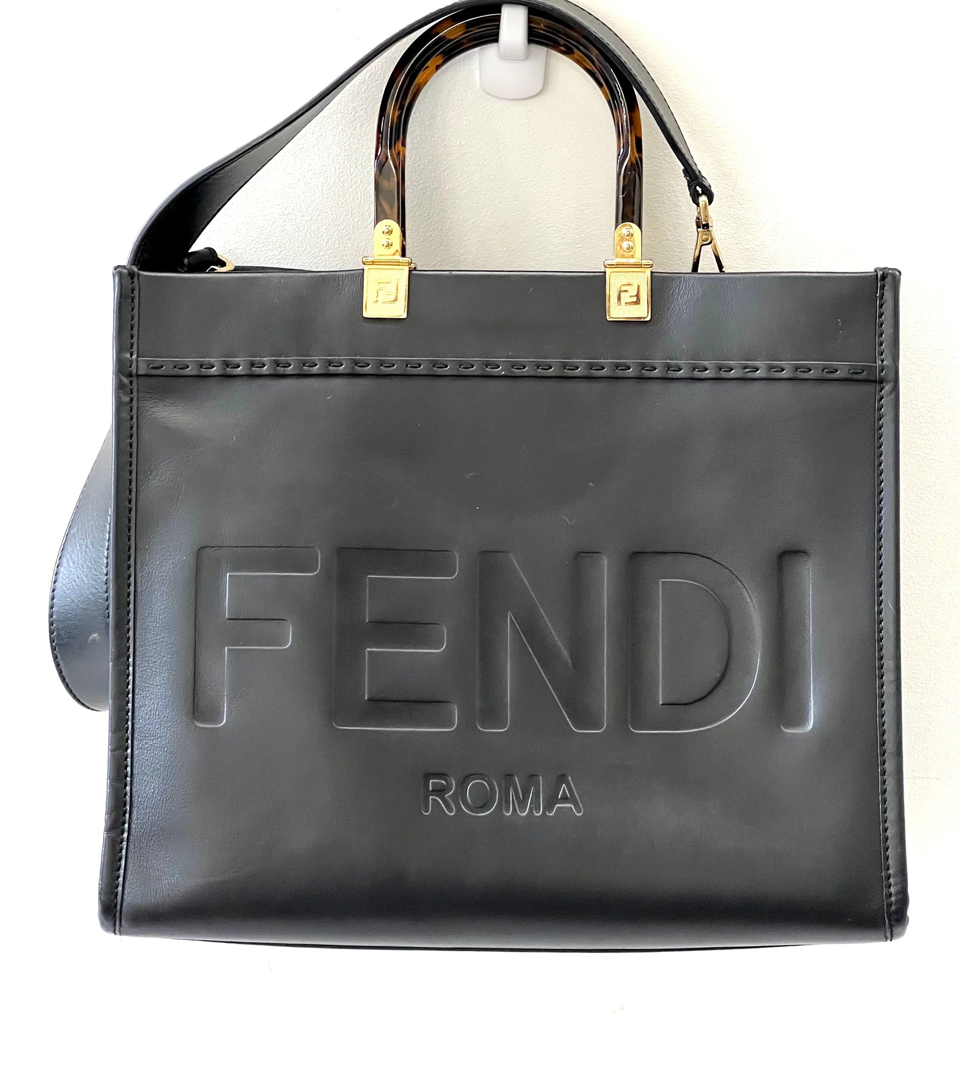 Fendi Shopper Tote Bag Leather Medium Shopper Tote Bag