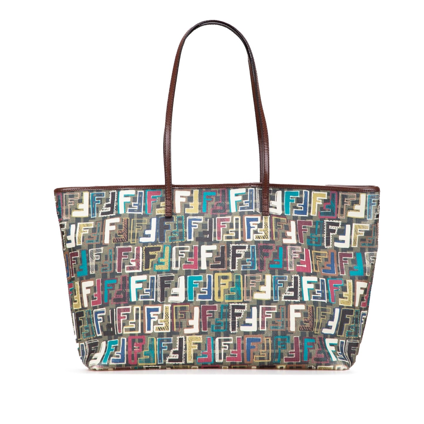 Fendi Zucca Spalmati Roll Tote Multicolor Medium Tote Bag