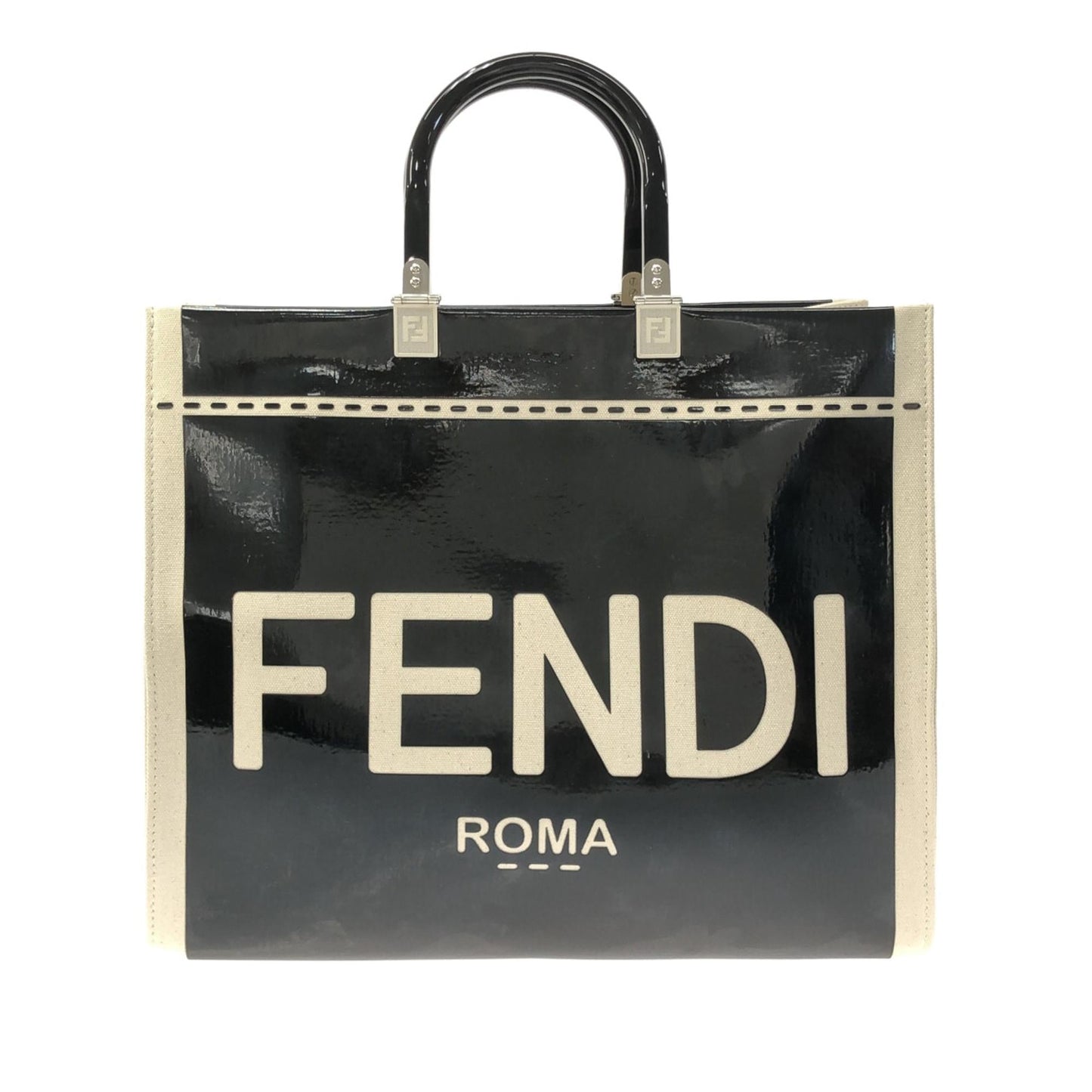 Fendi Sunshine Shopper Tote Shg Bmch3T Patent Medium Tote Bag