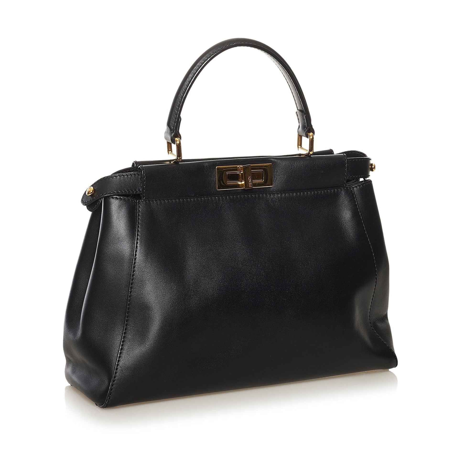 Fendi Peekaboo Satchel Shg Leather Medium Satchel Bag