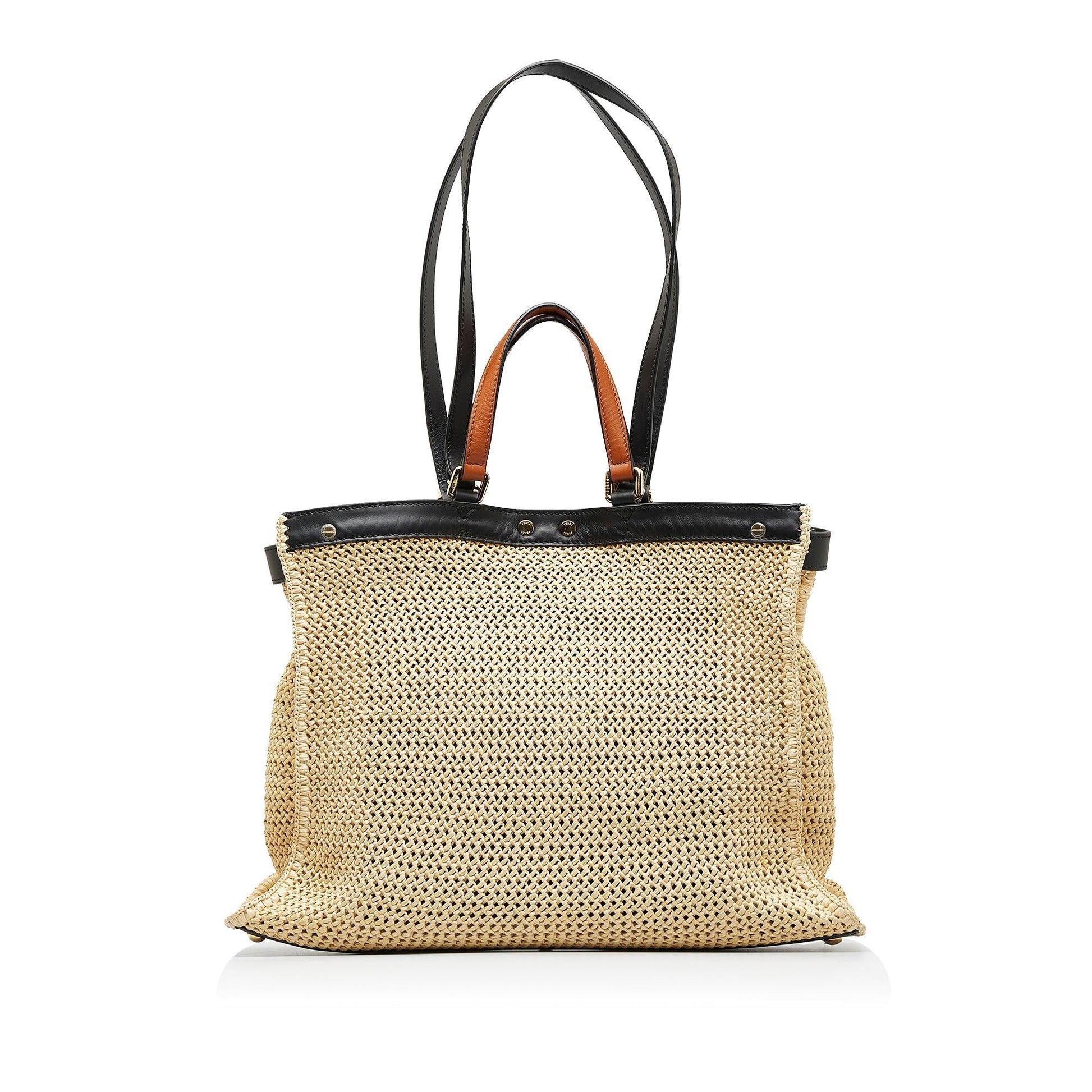 Fendi Peekaboo Tote Shg Xeawzy Raffia Medium Tote Bag