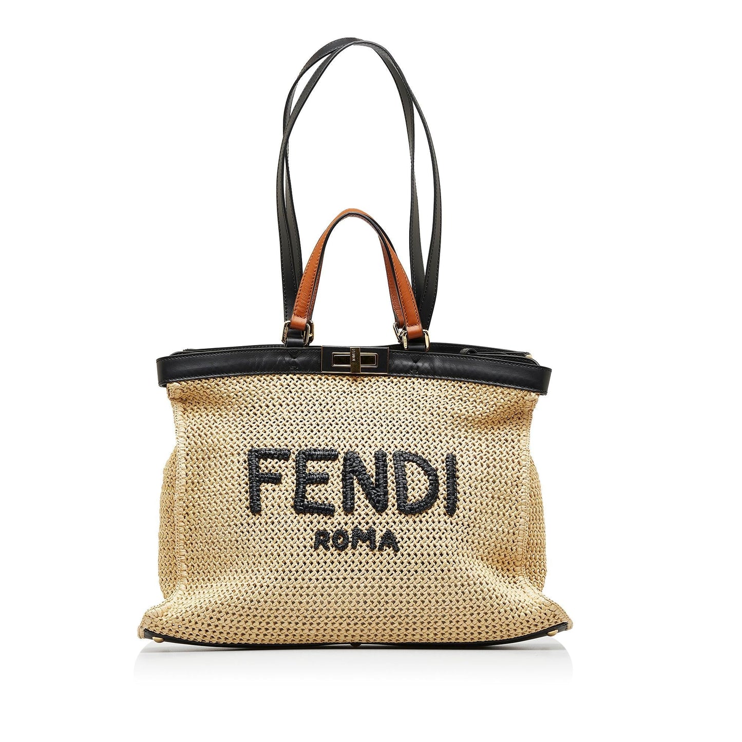 Fendi Peekaboo Tote Shg Xeawzy Raffia Medium Tote Bag