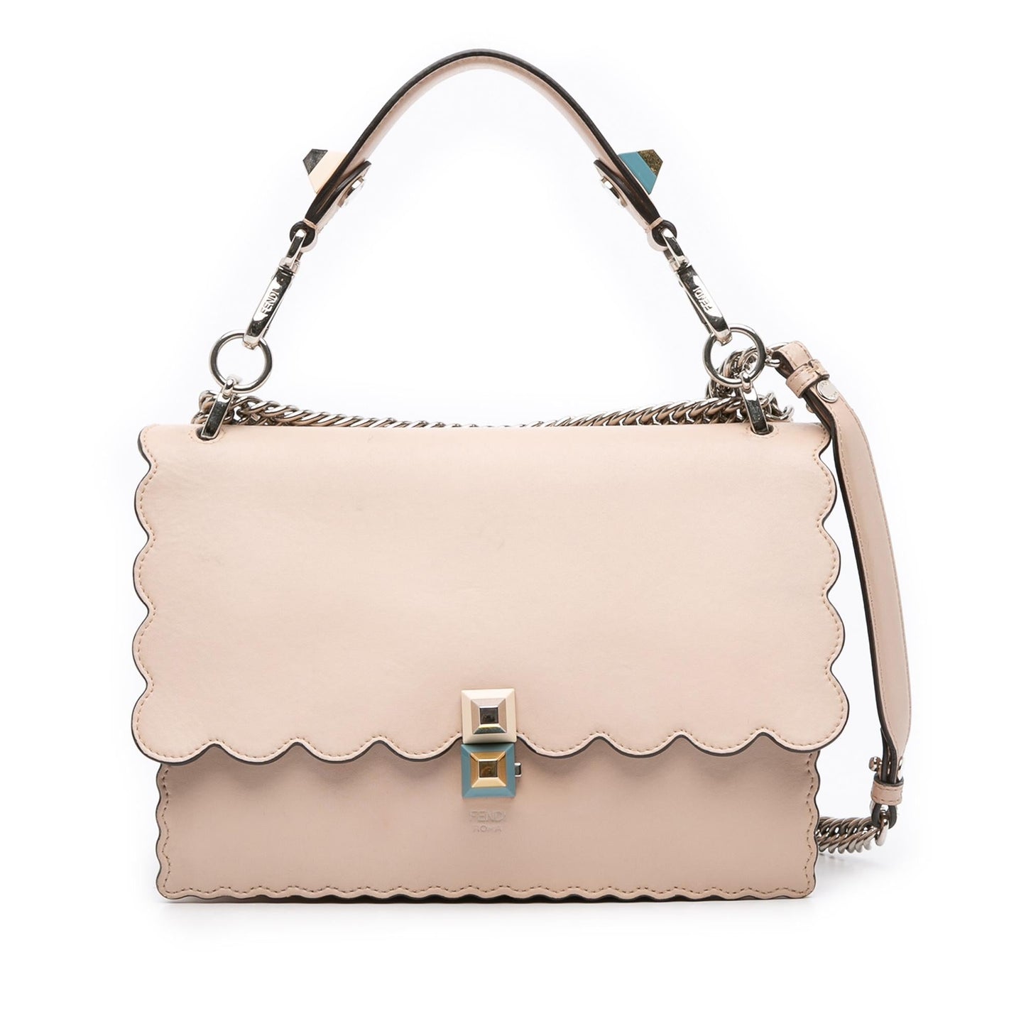 Fendi Scalloped Kan Satchel Leather Medium Satchel Bag