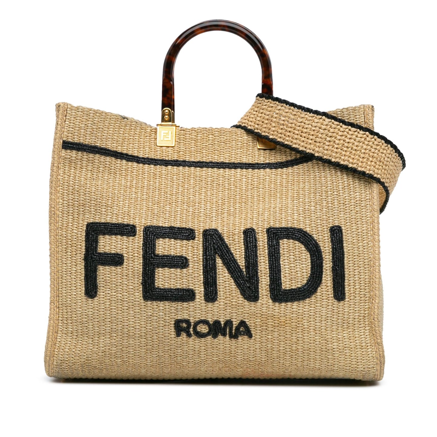 Fendi Sunshine Tote Shg Qiwd8F Raffia Medium Tote Bag
