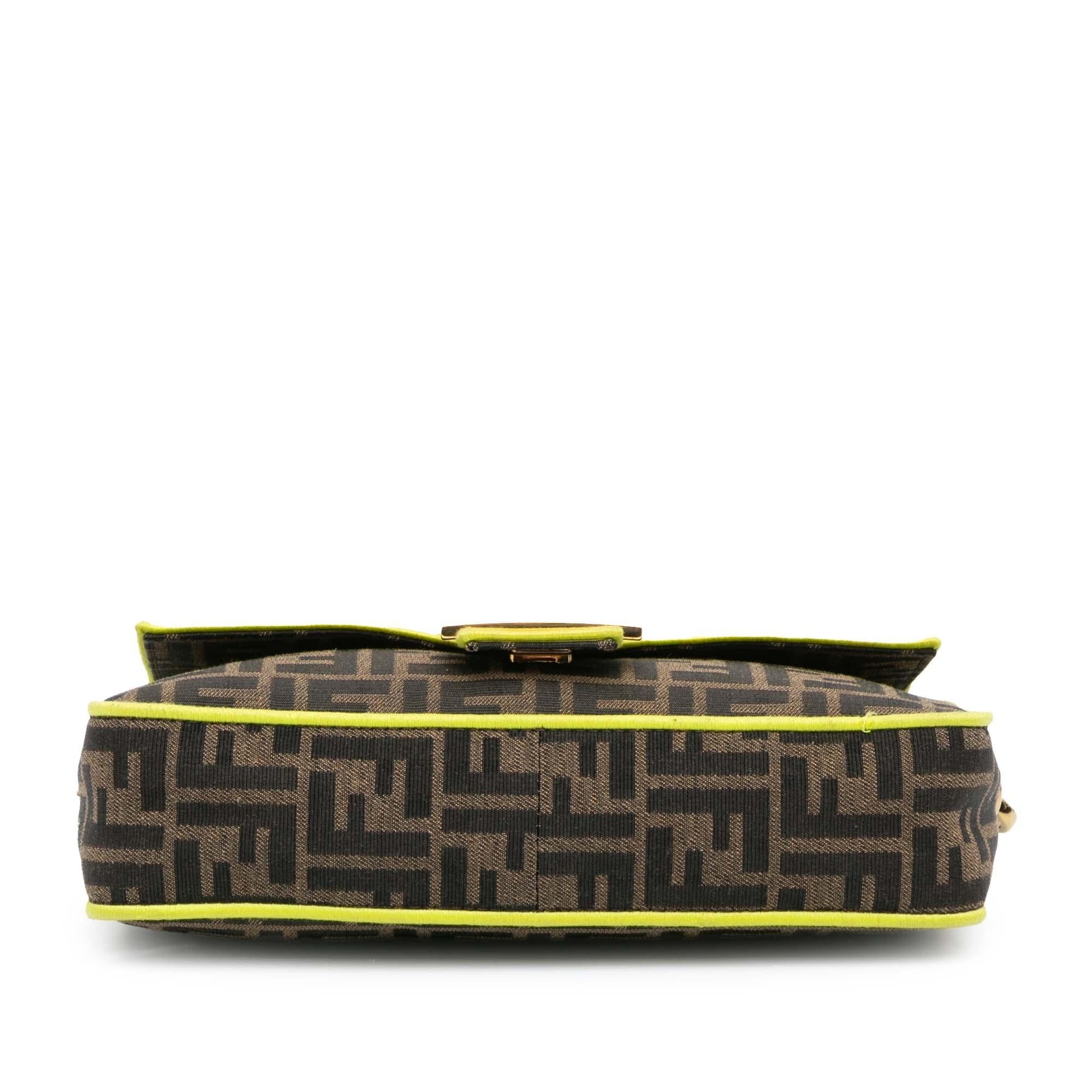 Fendi Zucca Fluo Trim Baguette Satchel Canvas Medium Satchel Bag Satchel Shg 1Mx5P1