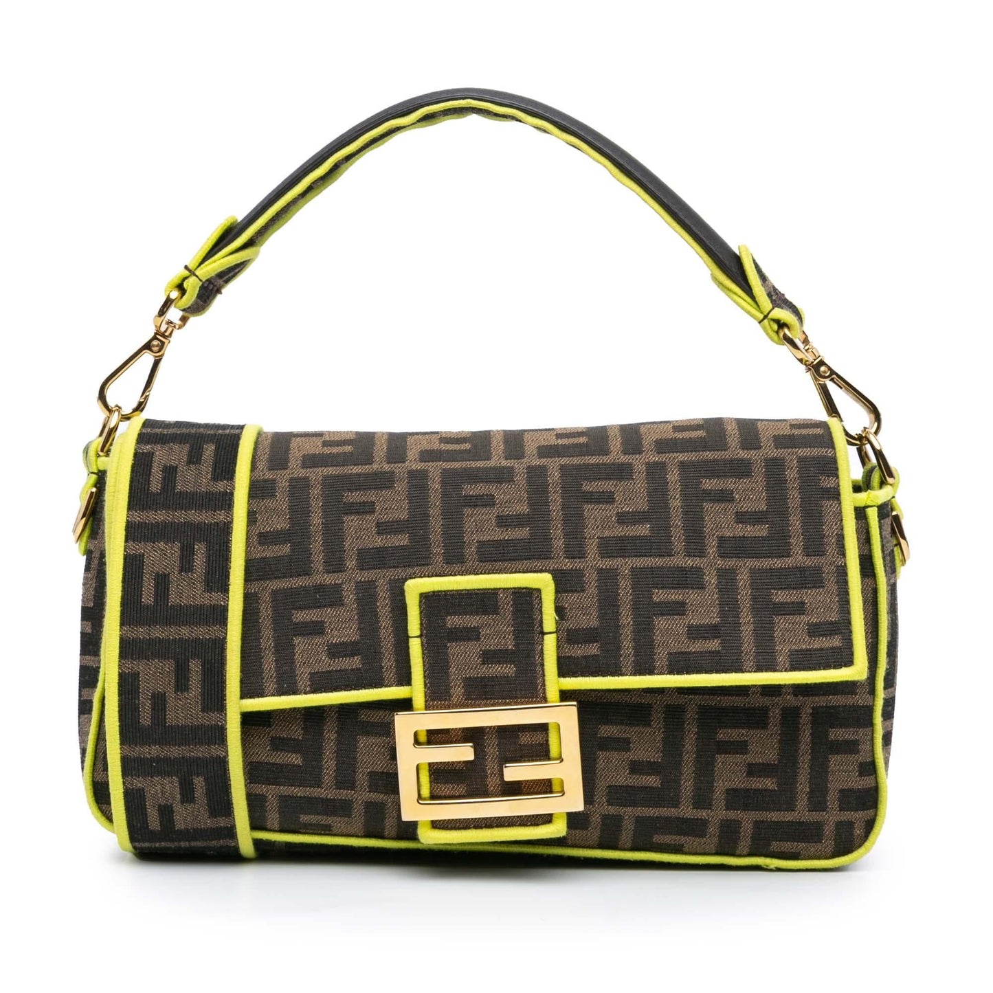 Fendi Zucca Fluo Trim Baguette Satchel Canvas Medium Satchel Bag Satchel Shg 1Mx5P1