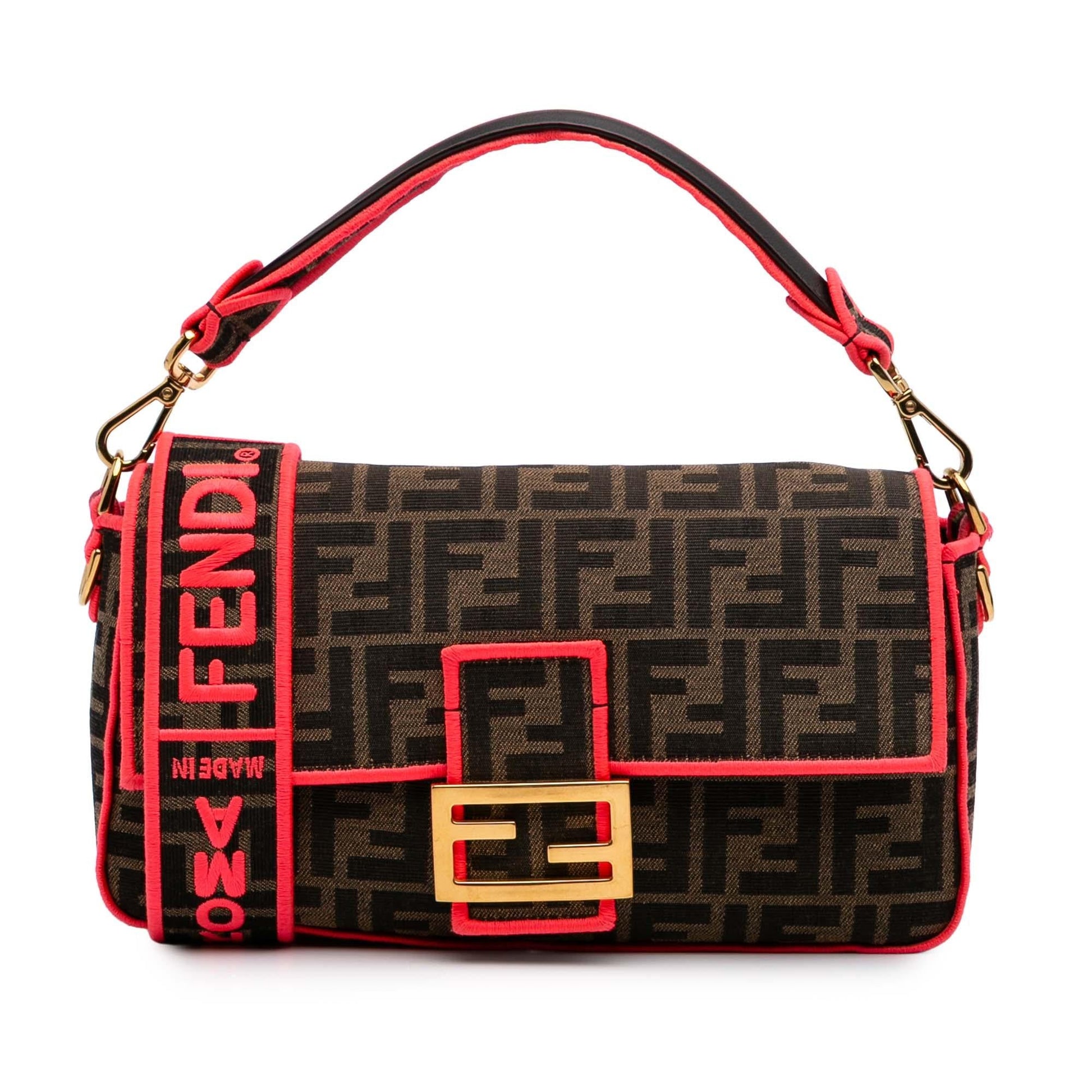 Fendi Zucca Fluo Trim Baguette Satchel Canvas Medium Satchel Bag Baguette Satchel 2