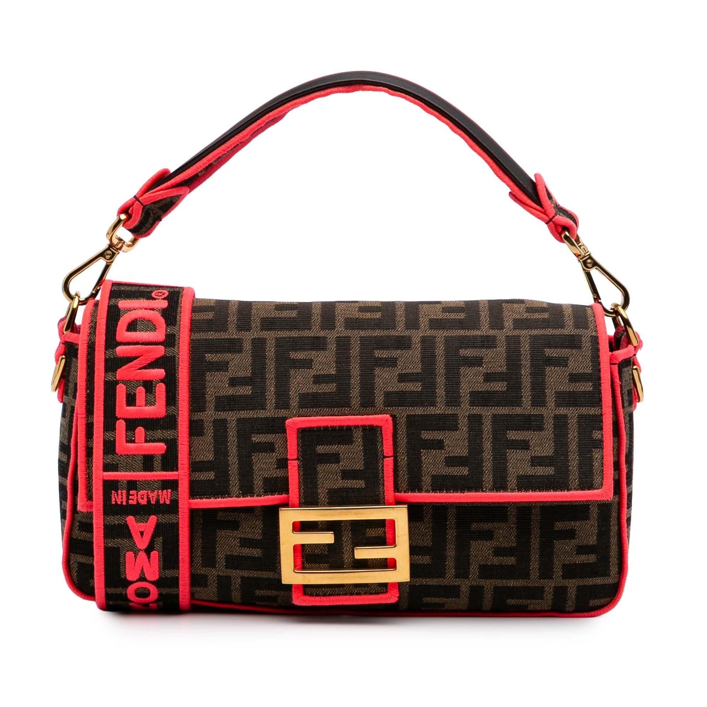 Fendi Zucca Fluo Trim Baguette Satchel Canvas Medium Satchel Bag Baguette Satchel 3