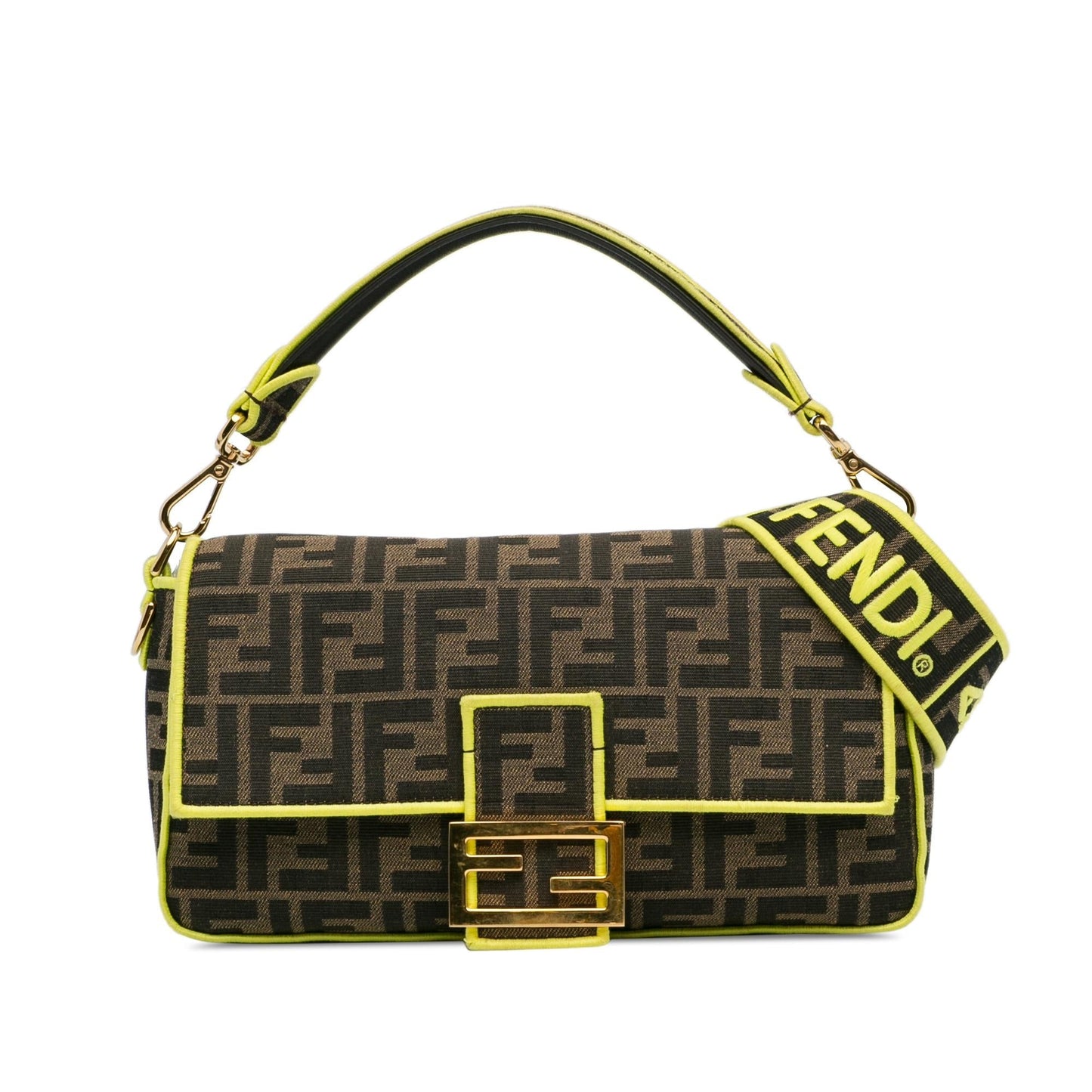 Fendi Zucca Fluo Trim Baguette Satchel Shg Js2Nd7 Medium Satchel Bag