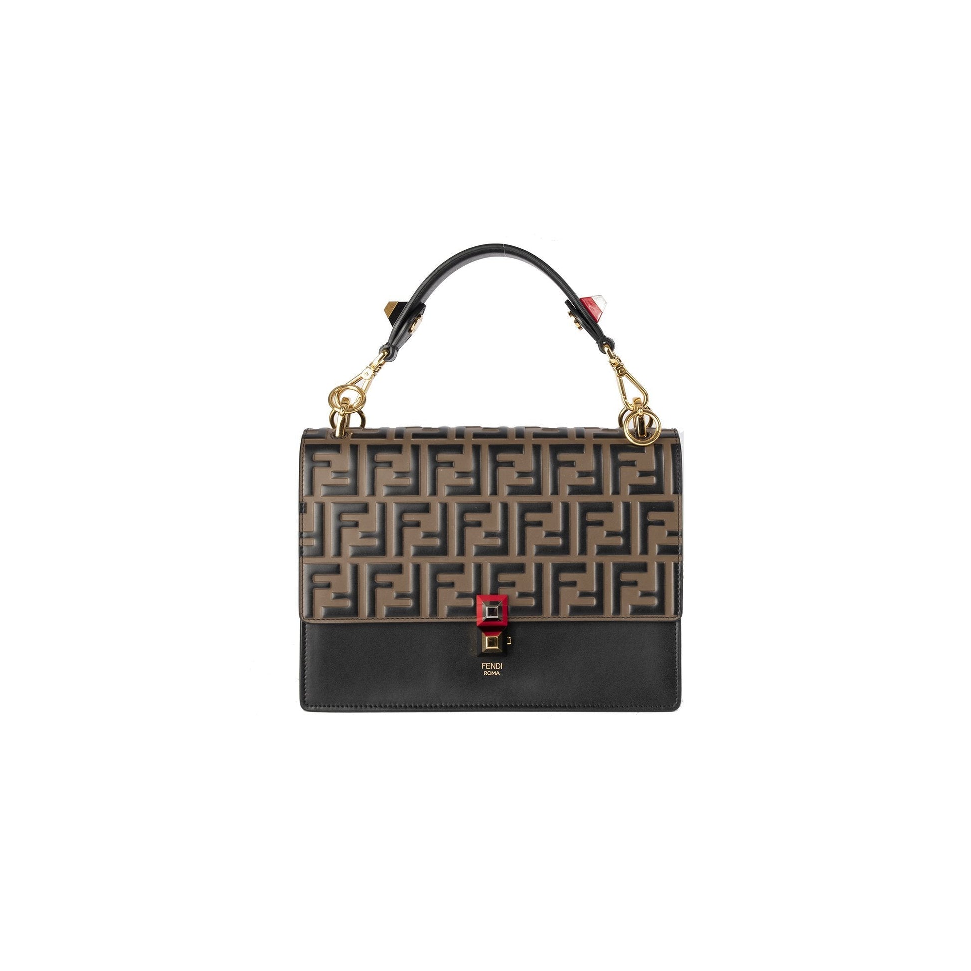 Fendi Zucca Kan Liberty Shoulder Bag Leather Medium