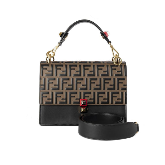 Fendi Zucca Kan Liberty Shoulder Bag Leather Medium