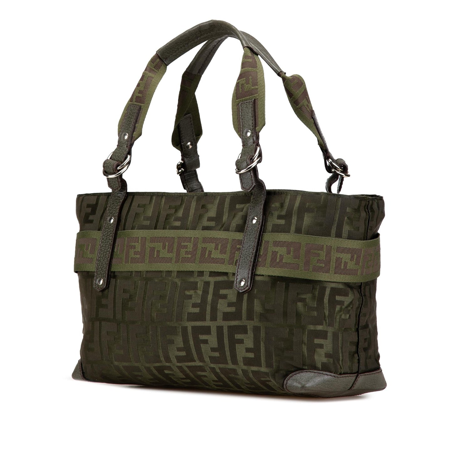 Fendi Zucca Code Handbag Nylon Medium Zip Satchel Bag Handbag Shg 2Jhyg0