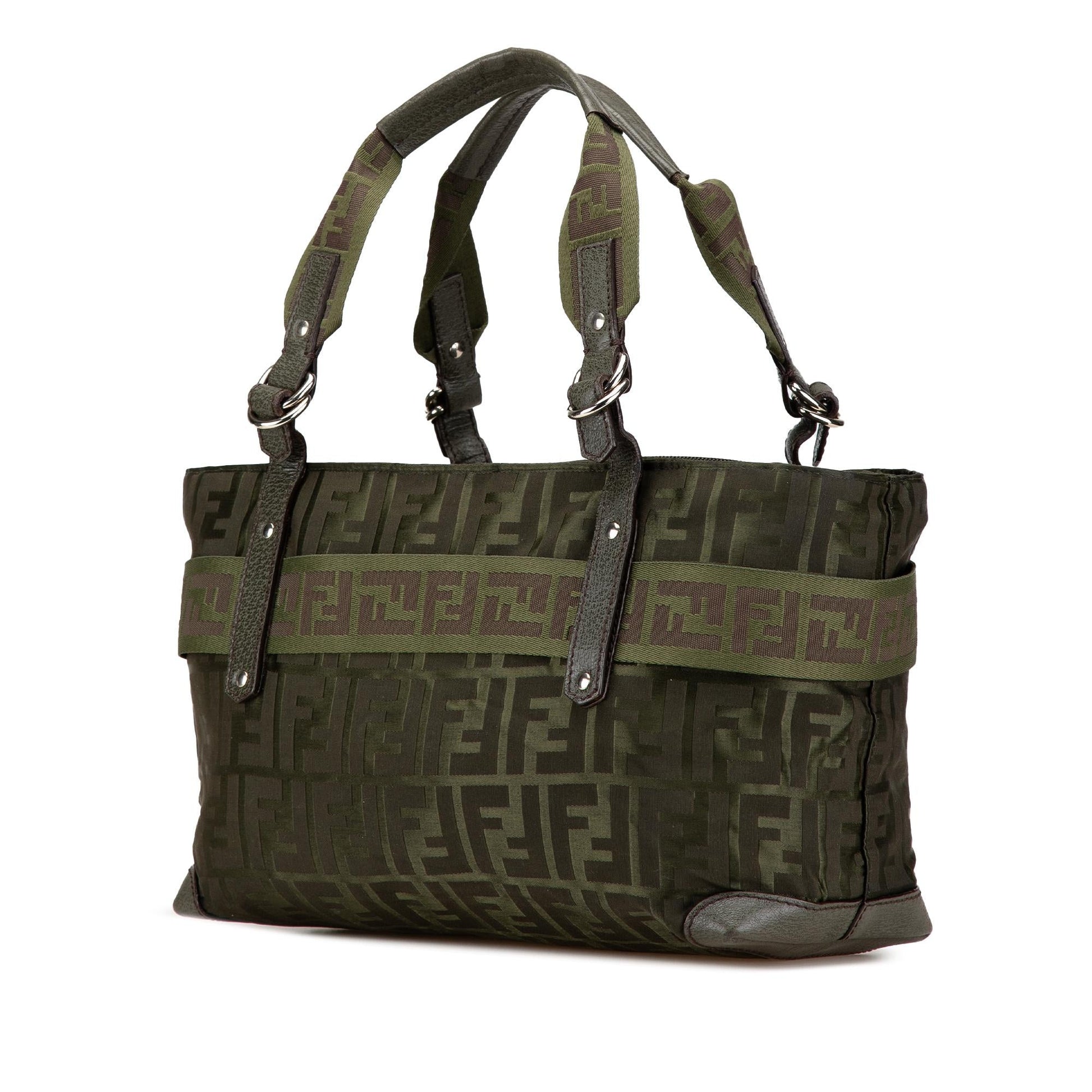 Fendi Zucca Code Handbag Nylon Medium Zip Satchel Bag Handbag Shg 2Jhyg0