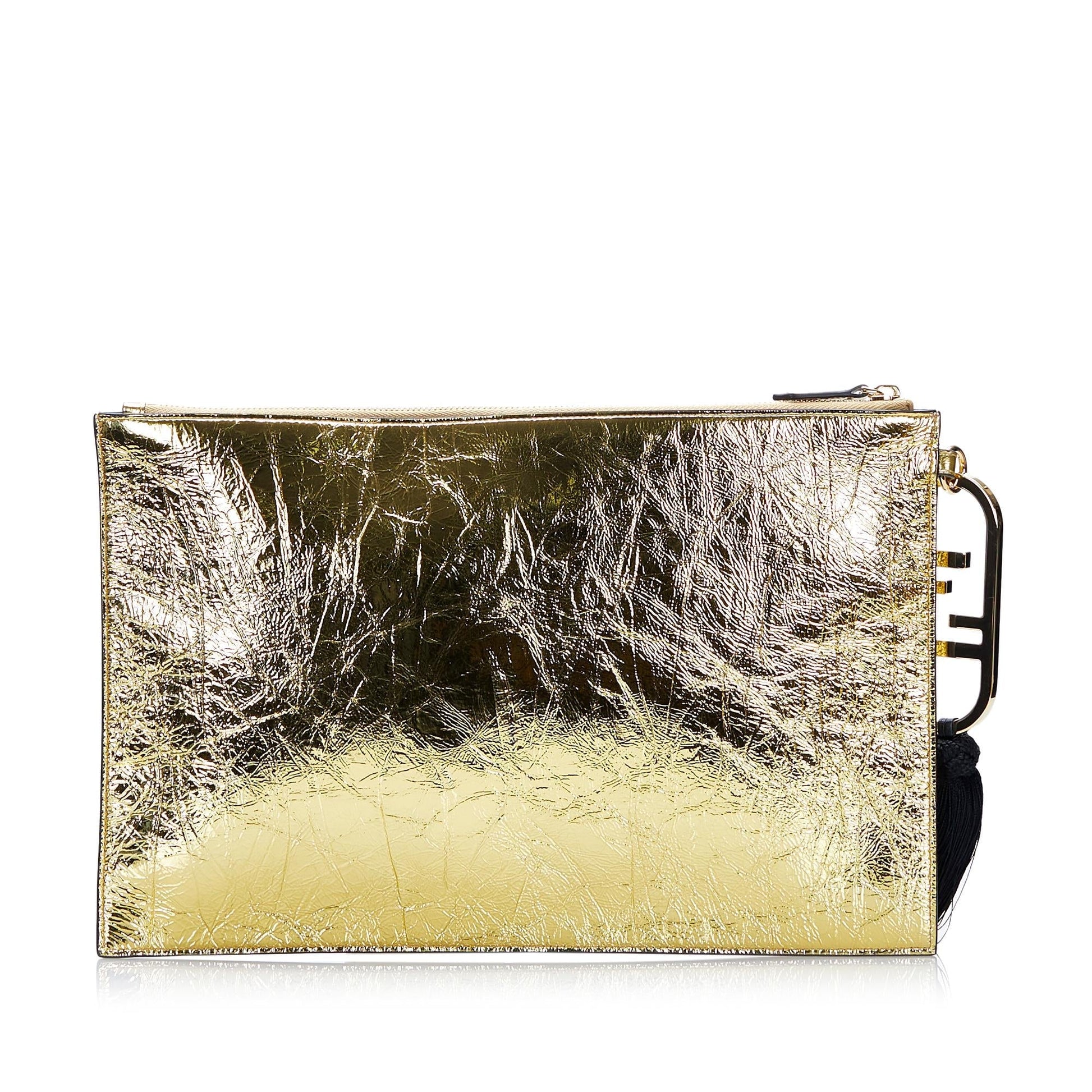 Fendi Metallic Ff Tassel Clutch Bag Shg Tukbov