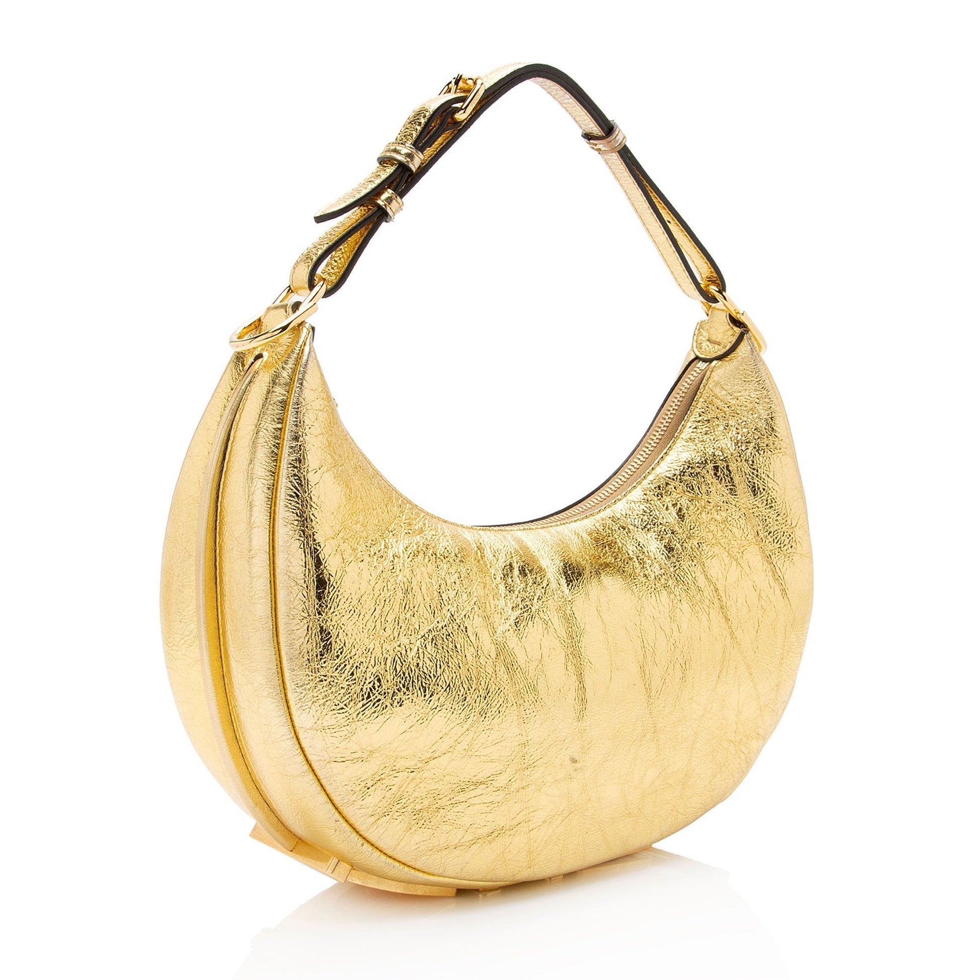 Fendi Metallic graphy Hobo Shf K6Arkm Leather Small Shoulder Bag