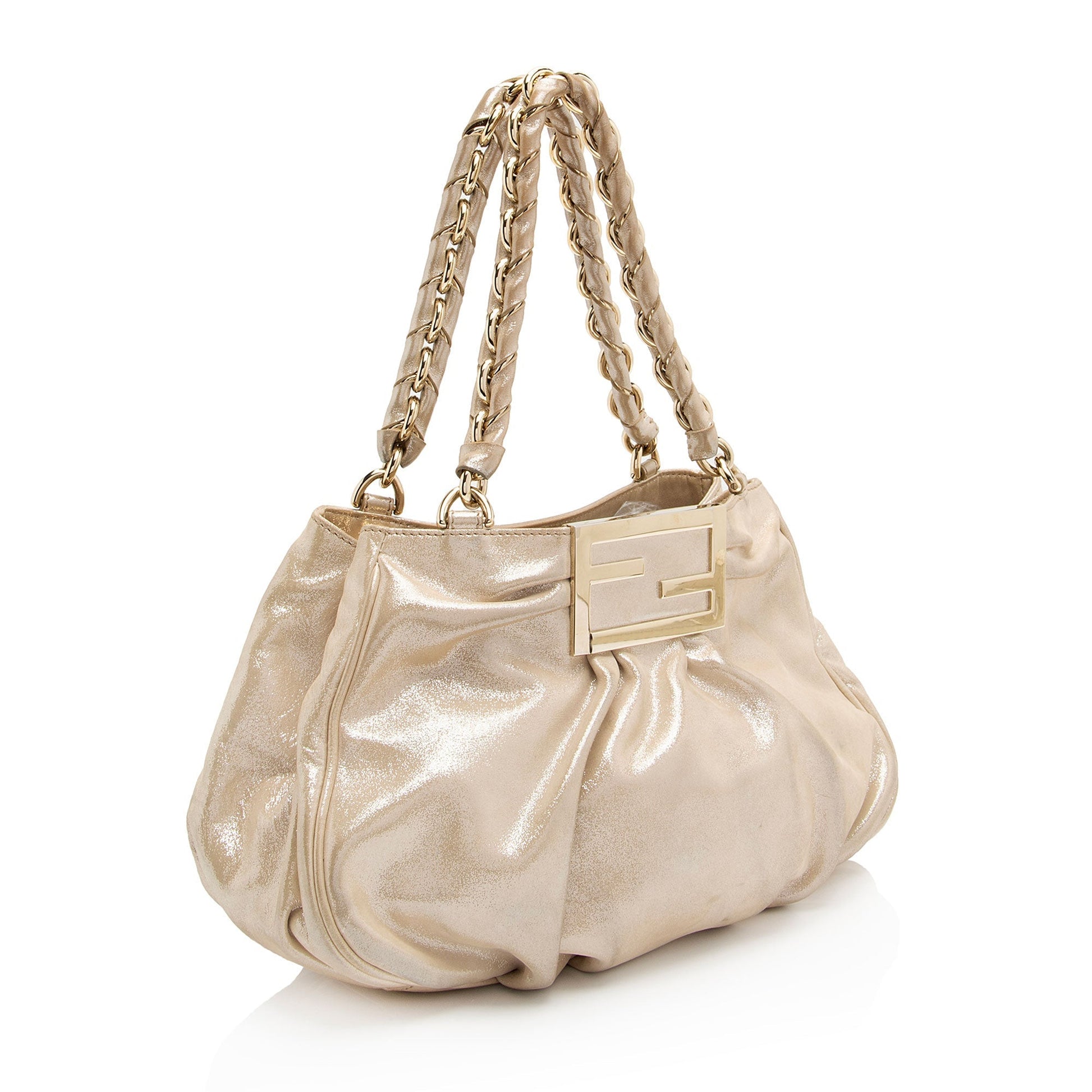 Fendi Metallic Mia Tote Shf A0Flcj Leather Small Tote Bag