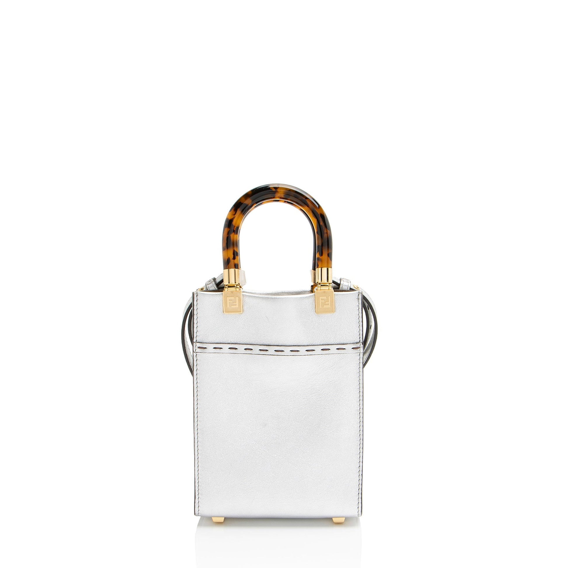 Fendi Metallic Sunshine Shopper Tote Leather Mini Tote Bag