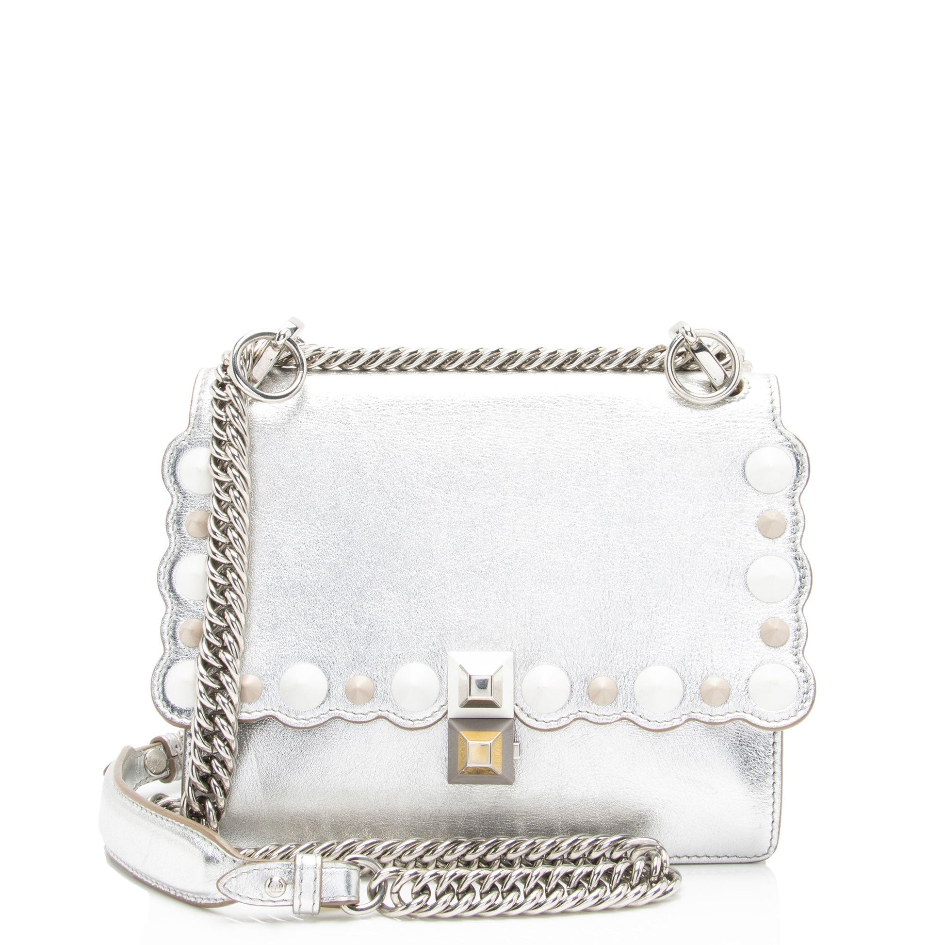 Fendi Metallic Studded Kan Shoulder Bag Shf Wfu1M1 Vitello Small