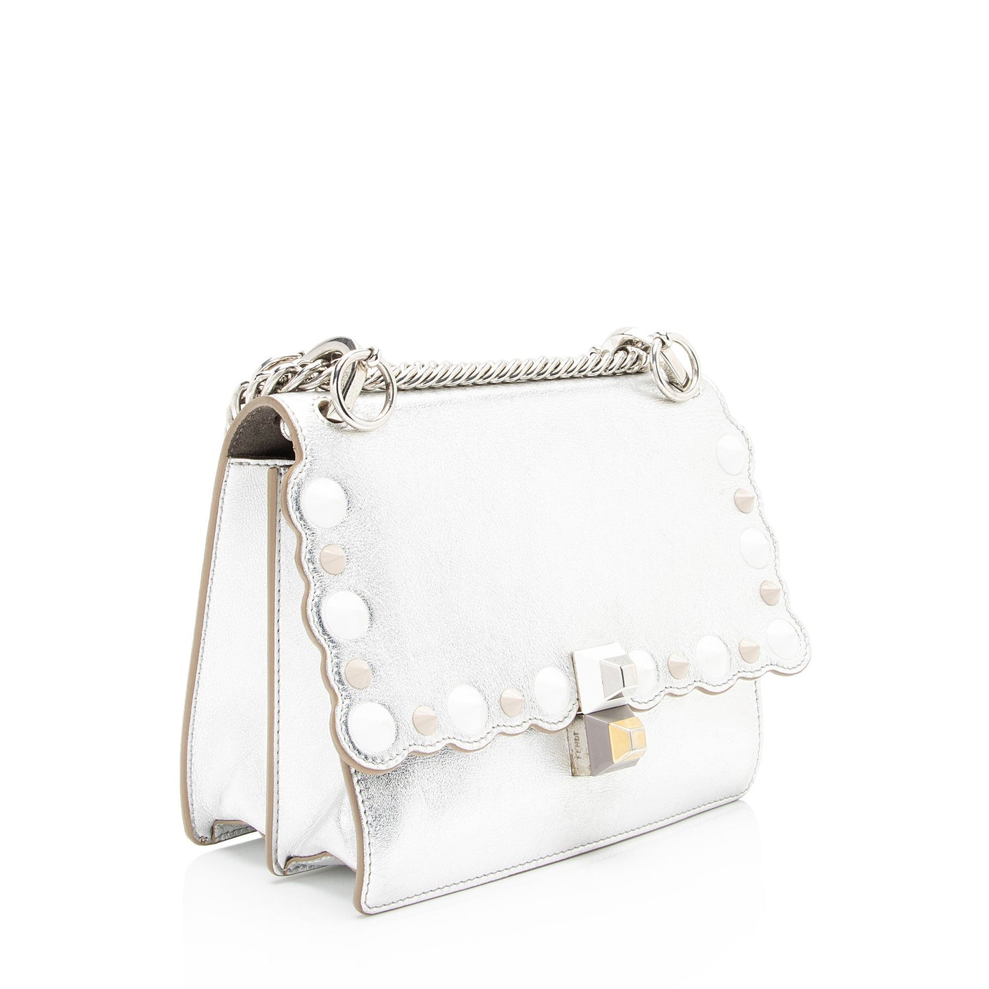 Fendi Metallic Studded Kan Shoulder Bag Shf Wfu1M1 Vitello Small