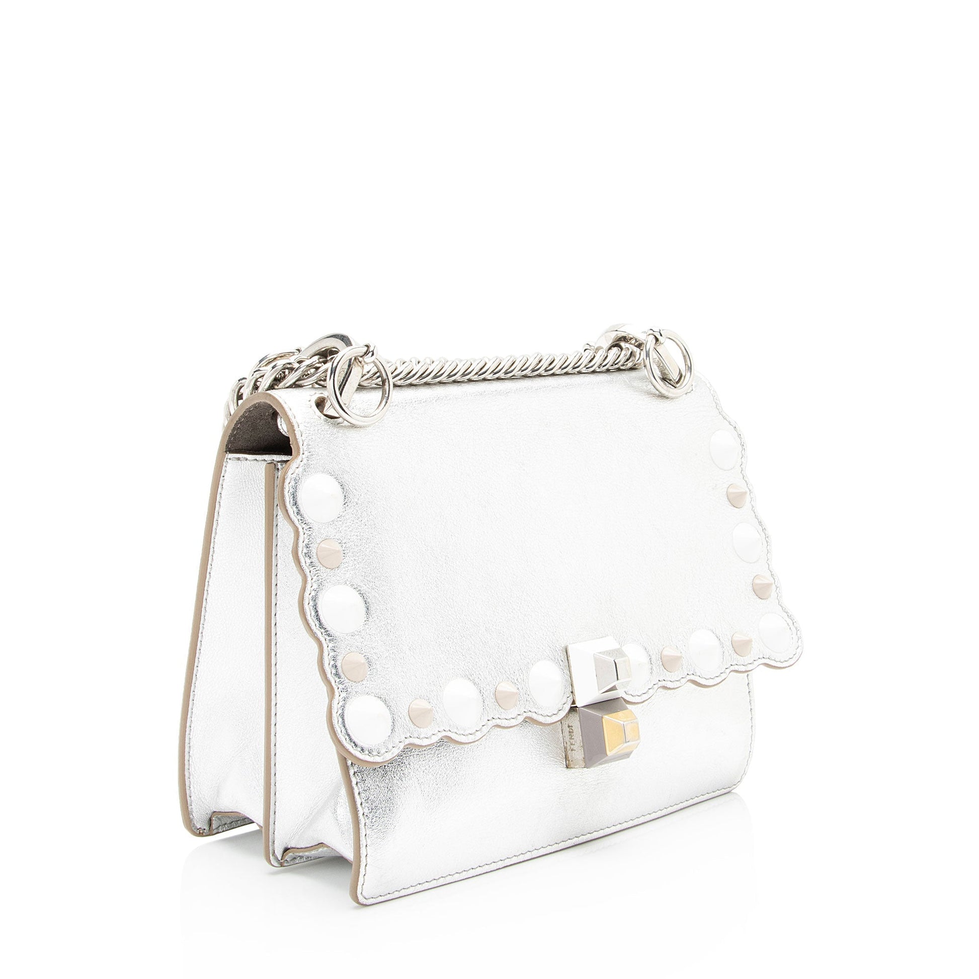 Fendi Metallic Studded Kan Shoulder Bag Shf Wfu1M1 Vitello Small