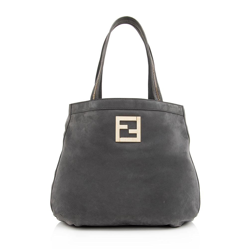Fendi Metallic Trim Tote Shf Suede Chain Tote Bag