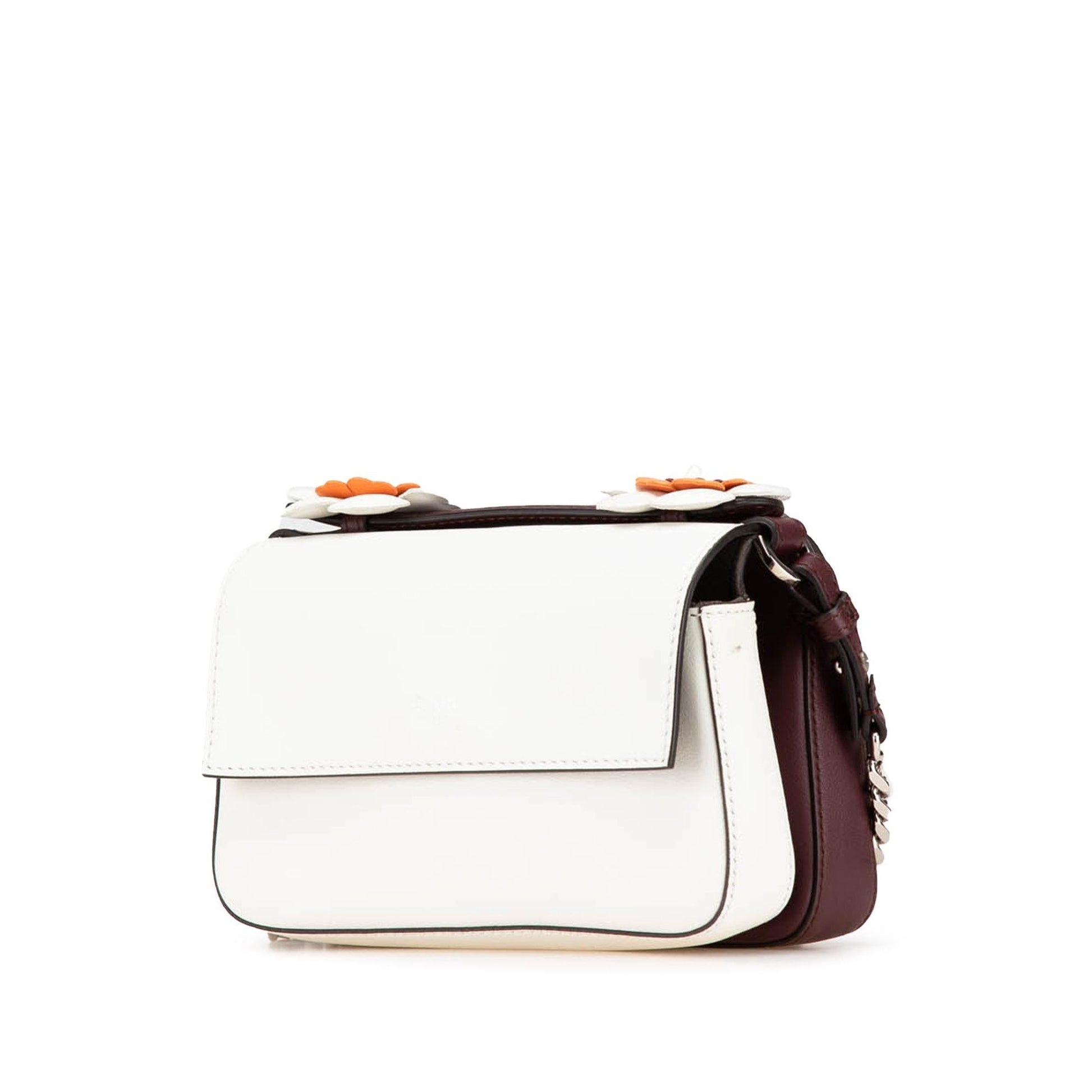 Fendi Bicolor Flowerland Double Baguette Satchel Leather Micro Satchel Bag