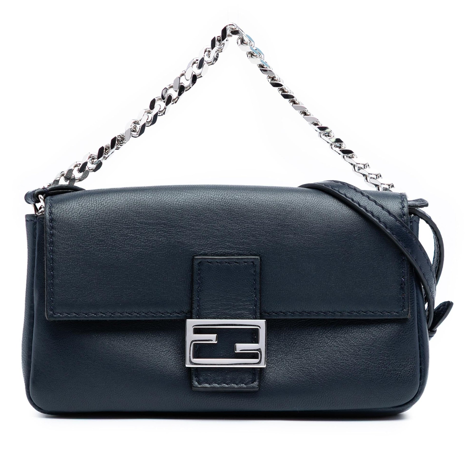Fendi Baguette Satchel Leather Micro Satchel Bag