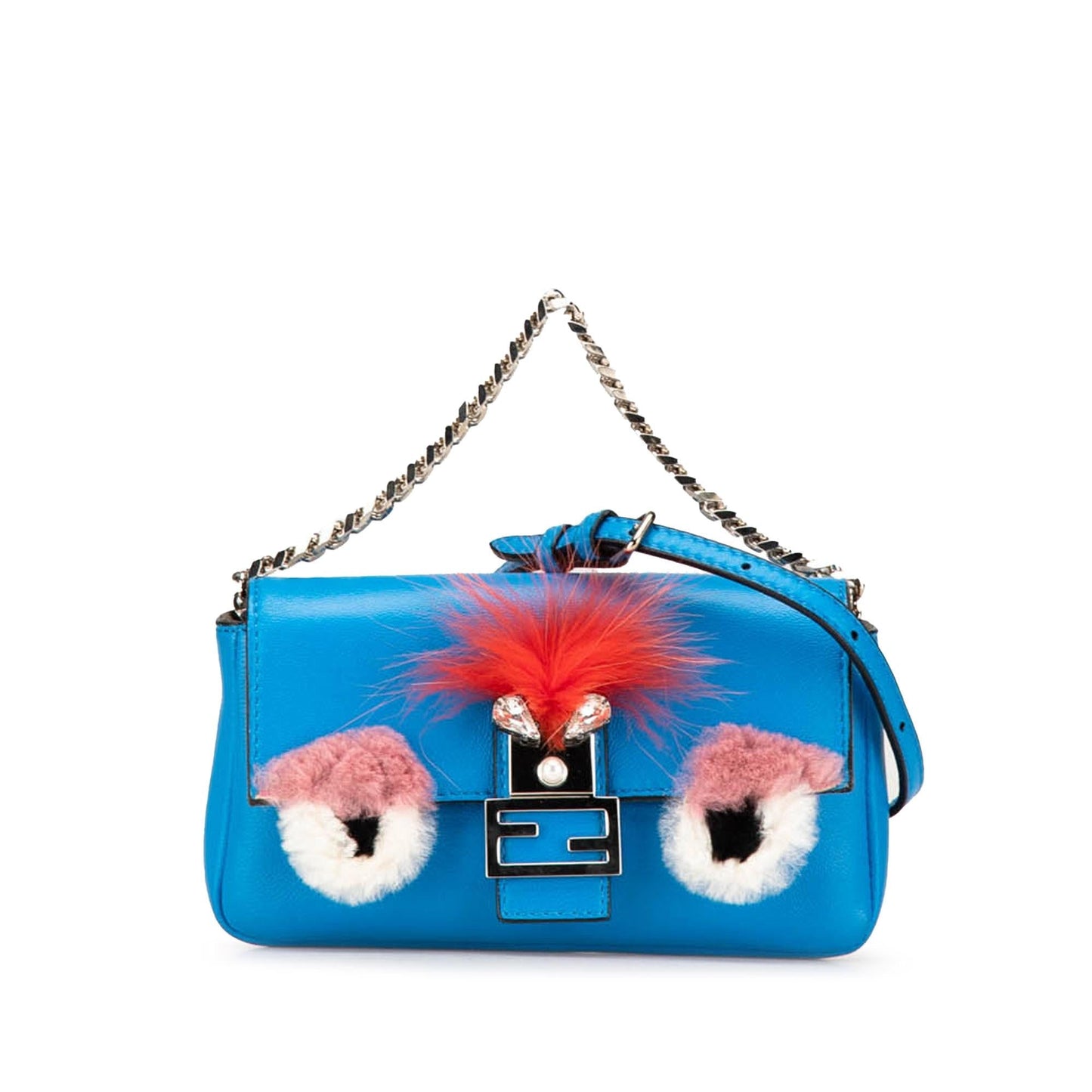 Fendi Monster Baguette Satchel Leather Micro Satchel Bag