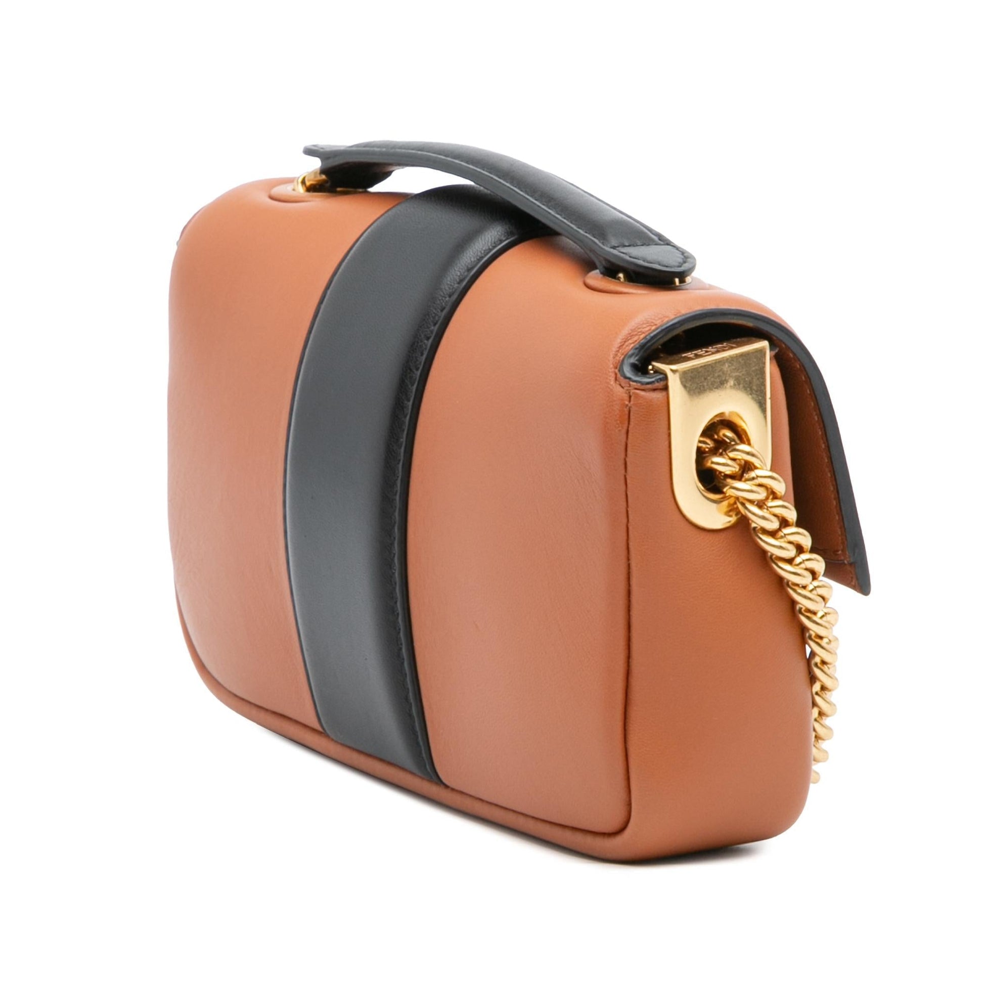 Fendi Bicolor Nappa Apolo Baguette Shoulder Bag Mini Chain