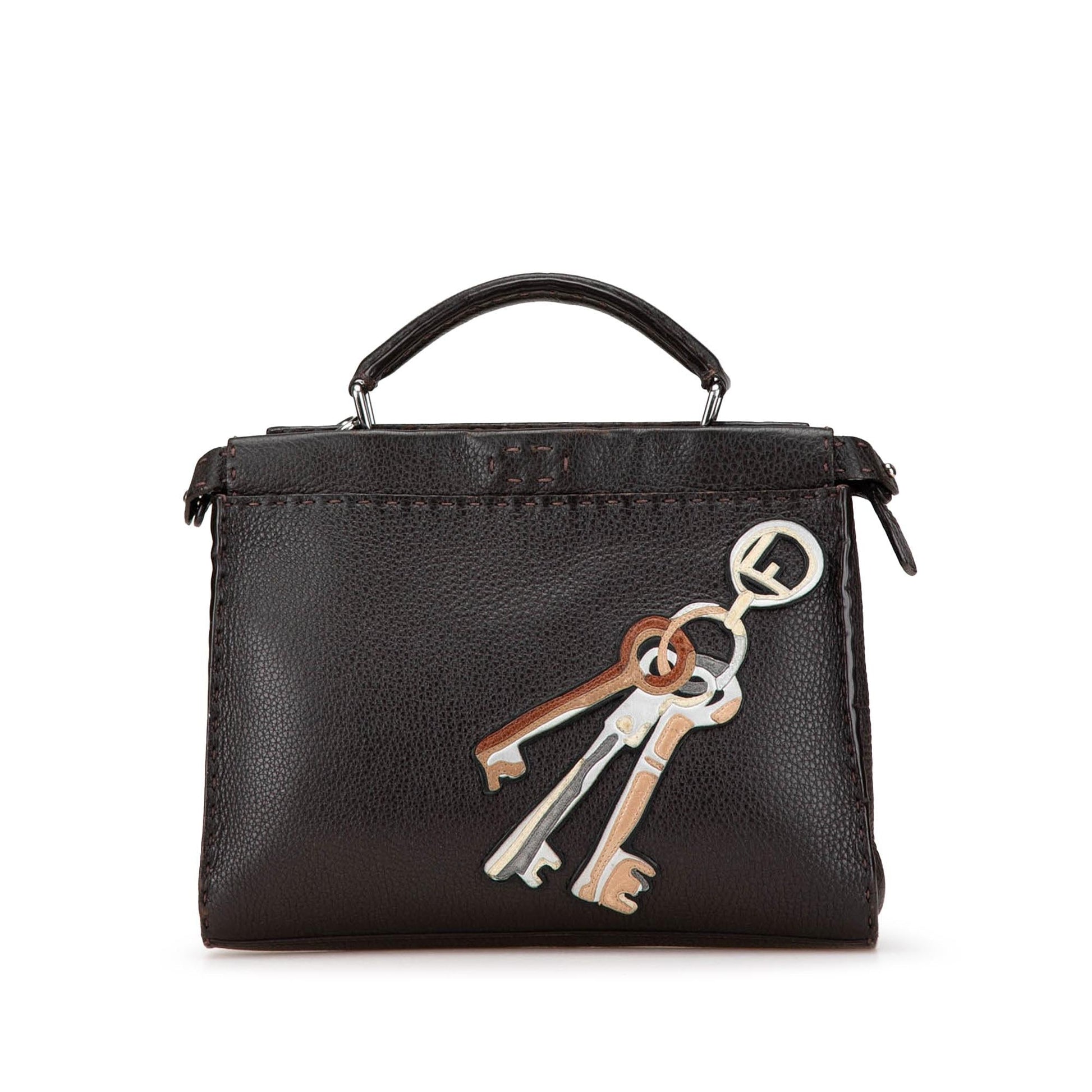 Fendi Calfskin Romano Selleria Peekaboo Iconic Fit Satchel Mini Satchel Bag Iconic Fit Satchel