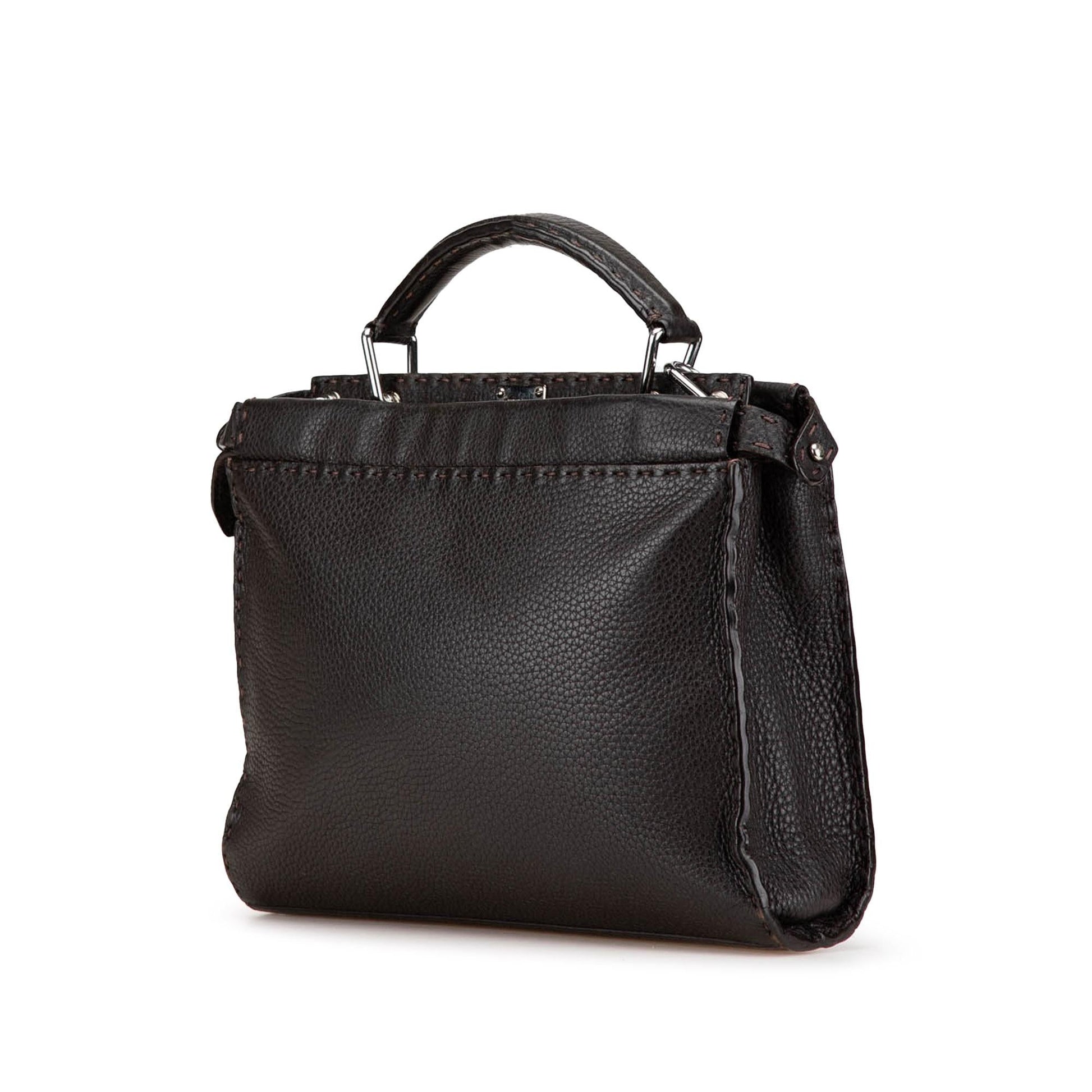 Fendi Calfskin Romano Selleria Peekaboo Iconic Fit Satchel Mini Satchel Bag Iconic Fit Satchel