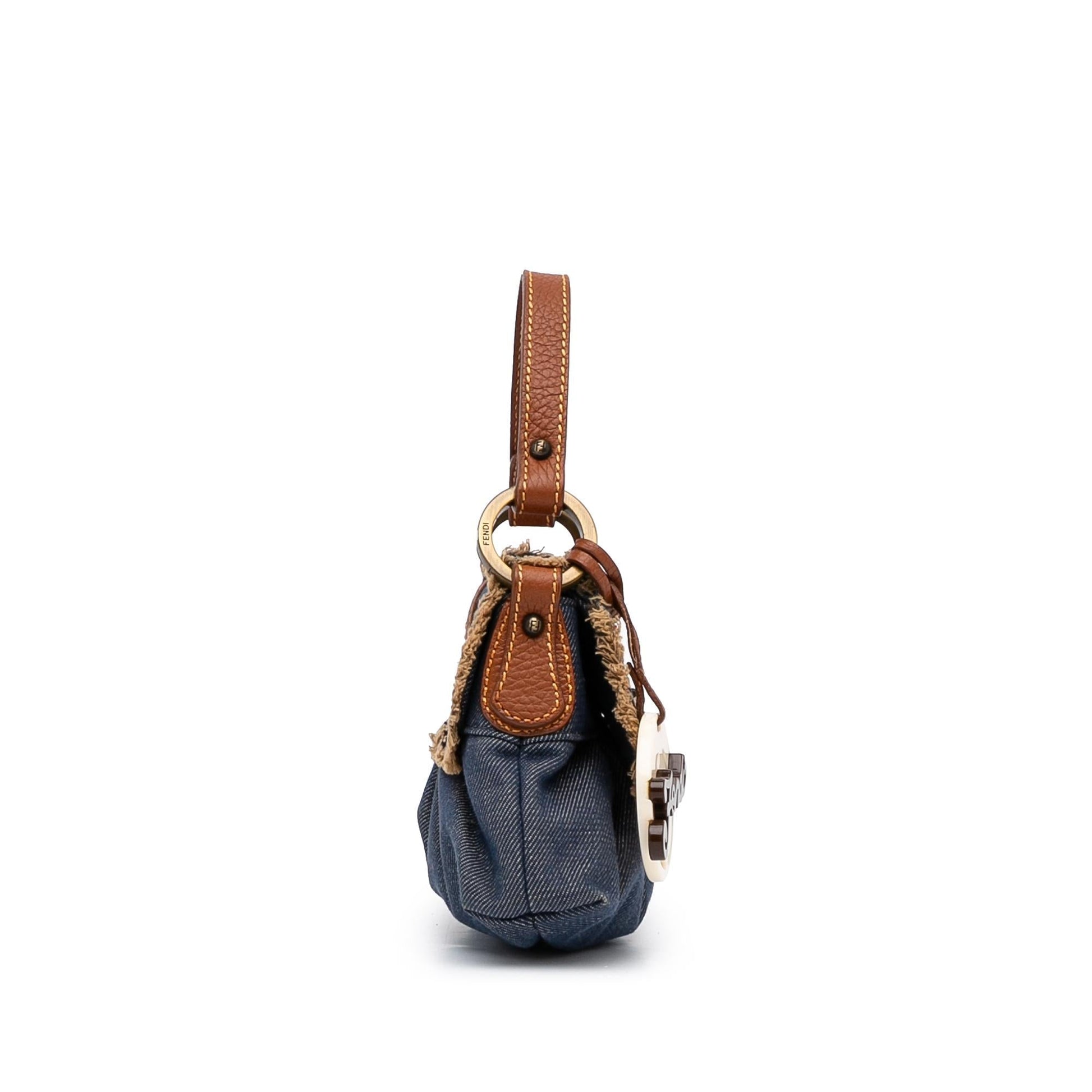Fendi Chef Shg Vrfiwn Satchel Bag Denim Mini Flap