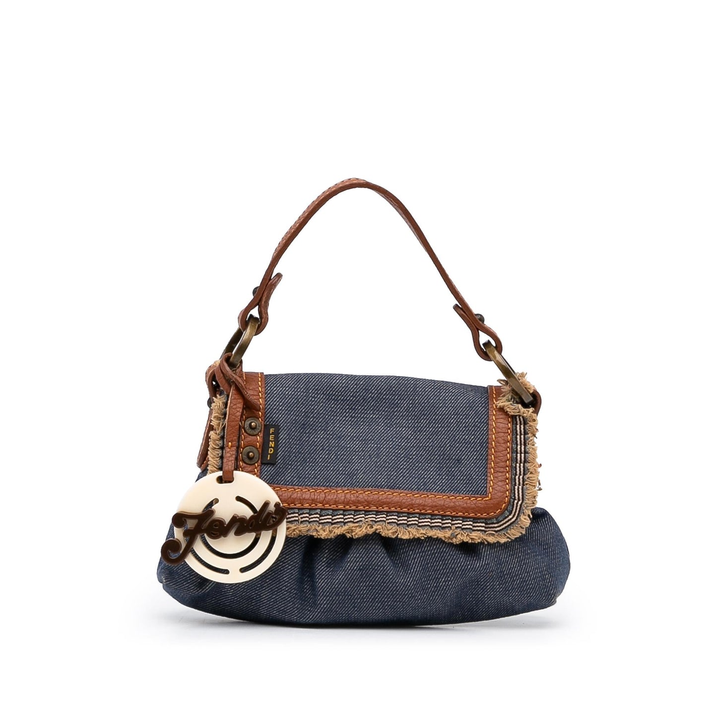 Fendi Chef Shg Vrfiwn Satchel Bag Denim Mini Flap