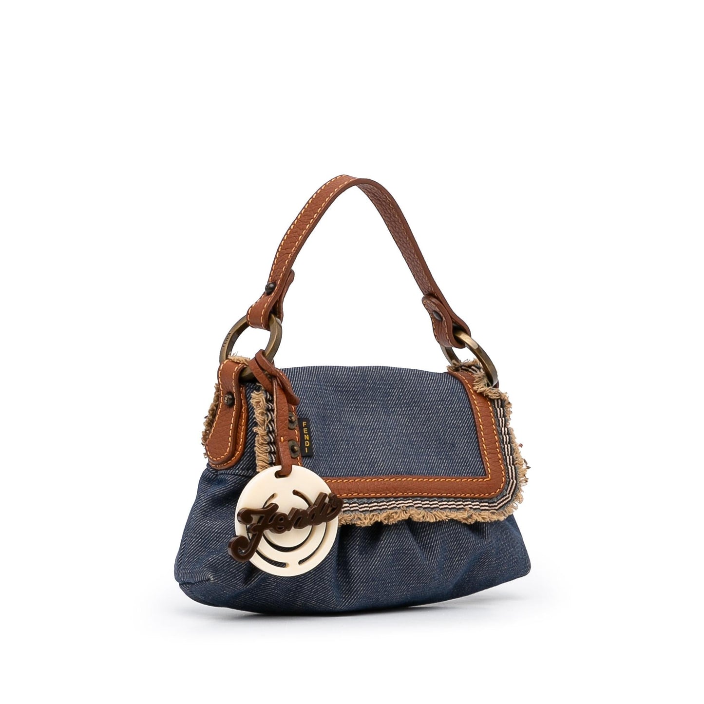 Fendi Chef Shg Vrfiwn Satchel Bag Denim Mini Flap