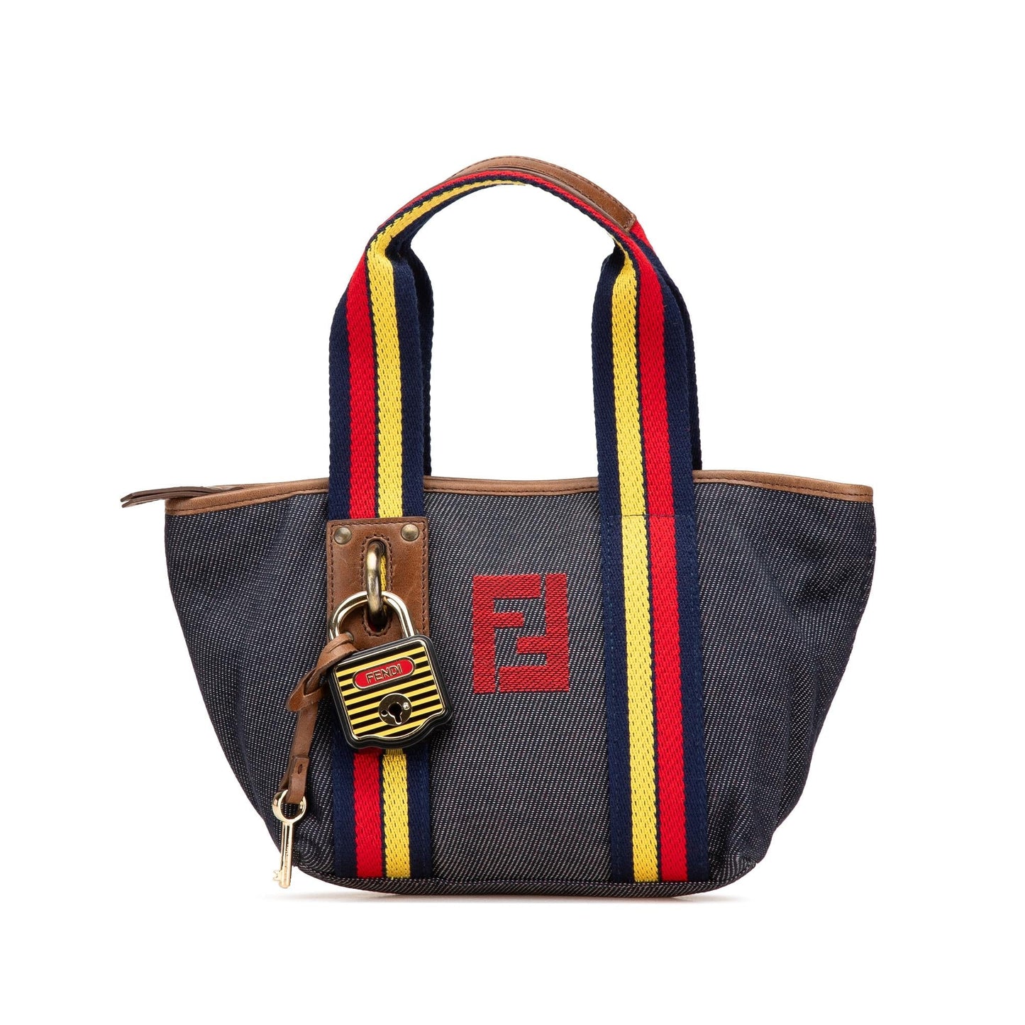 Fendi Lock Shopping Tote Denim Mini Tote Bag