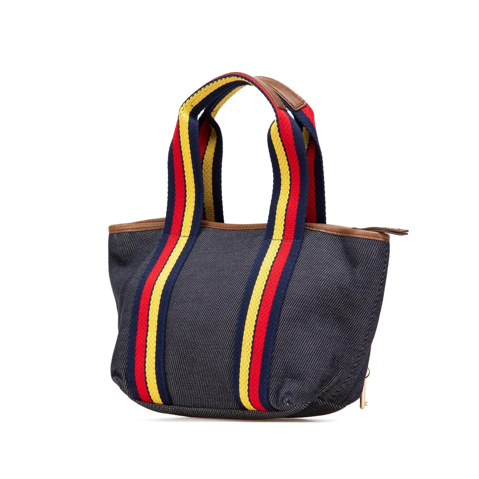 Fendi Lock Shopping Tote Denim Mini Tote Bag