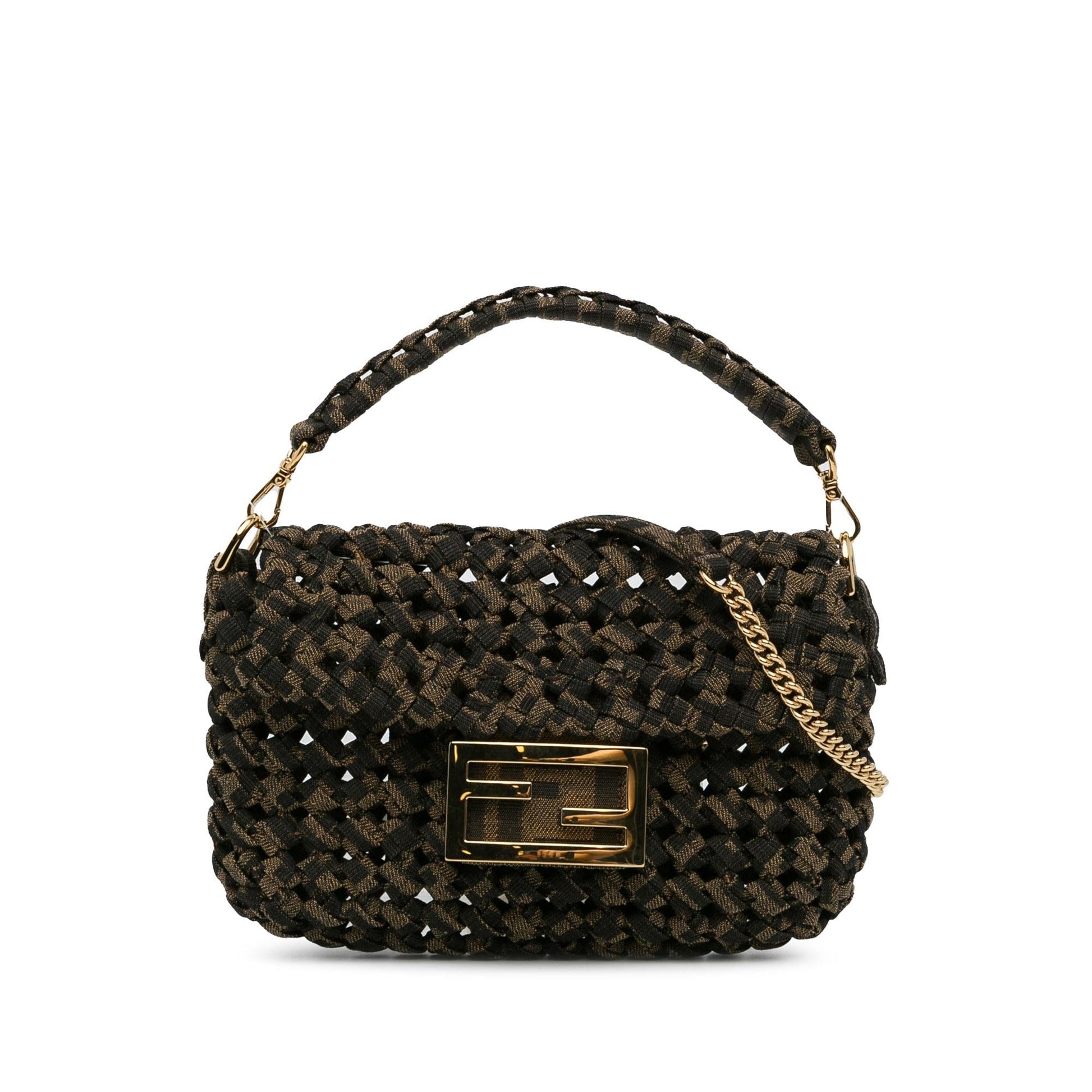 Fendi Interlaced Zucca Baguette Satchel Shg W2Qfiq Canvas Mini Satchel Bag