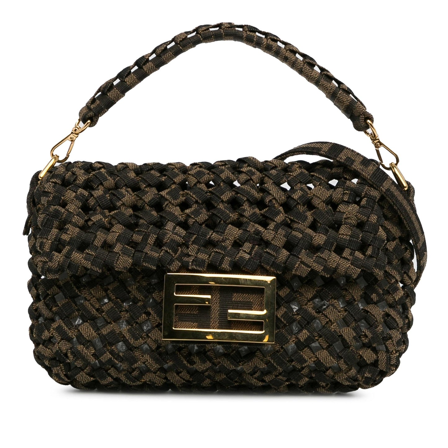 Fendi Interlaced Zucca Baguette Satchel Shg Xf9Tgc Canvas Mini Satchel Bag
