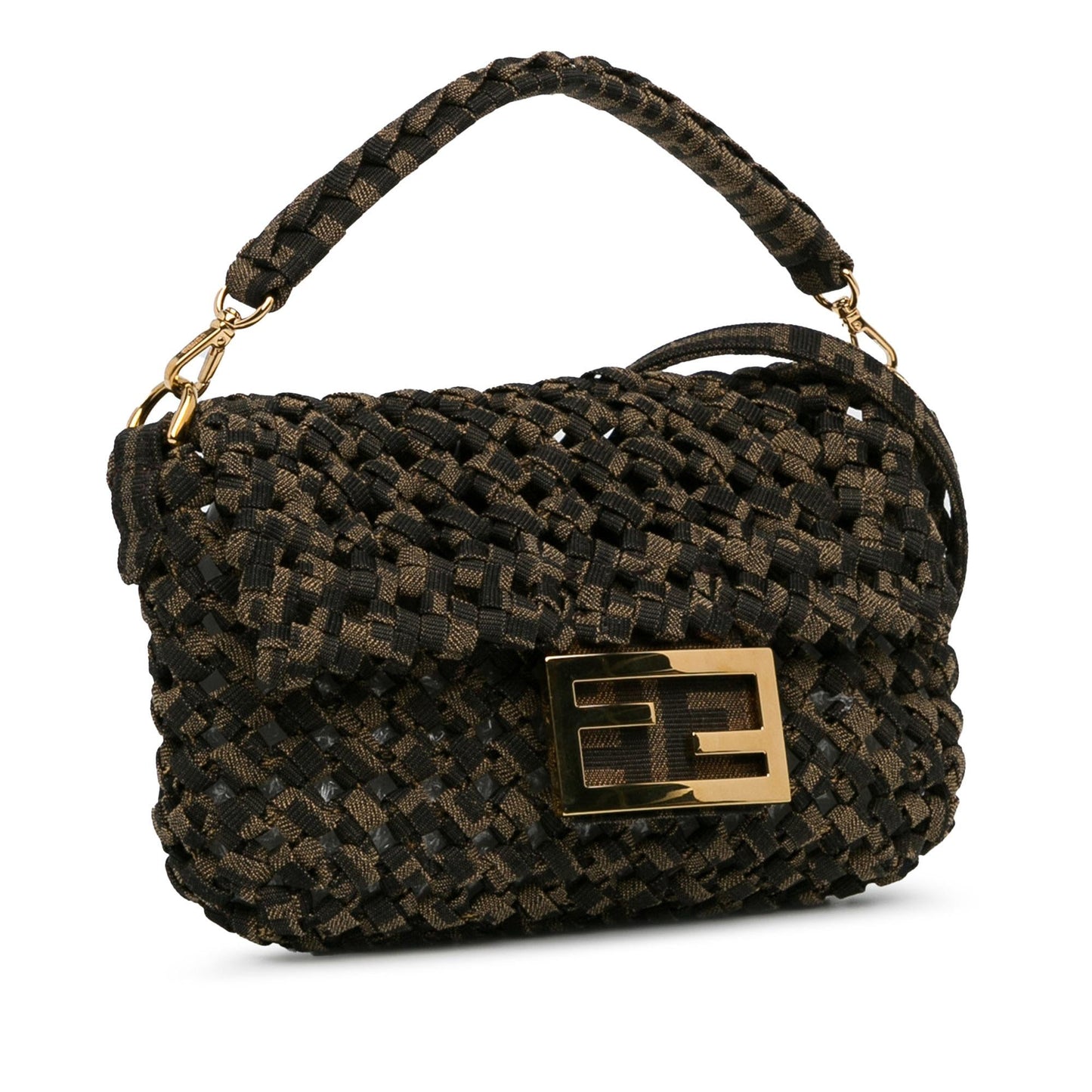 Fendi Interlaced Zucca Baguette Satchel Shg Xf9Tgc Canvas Mini Satchel Bag