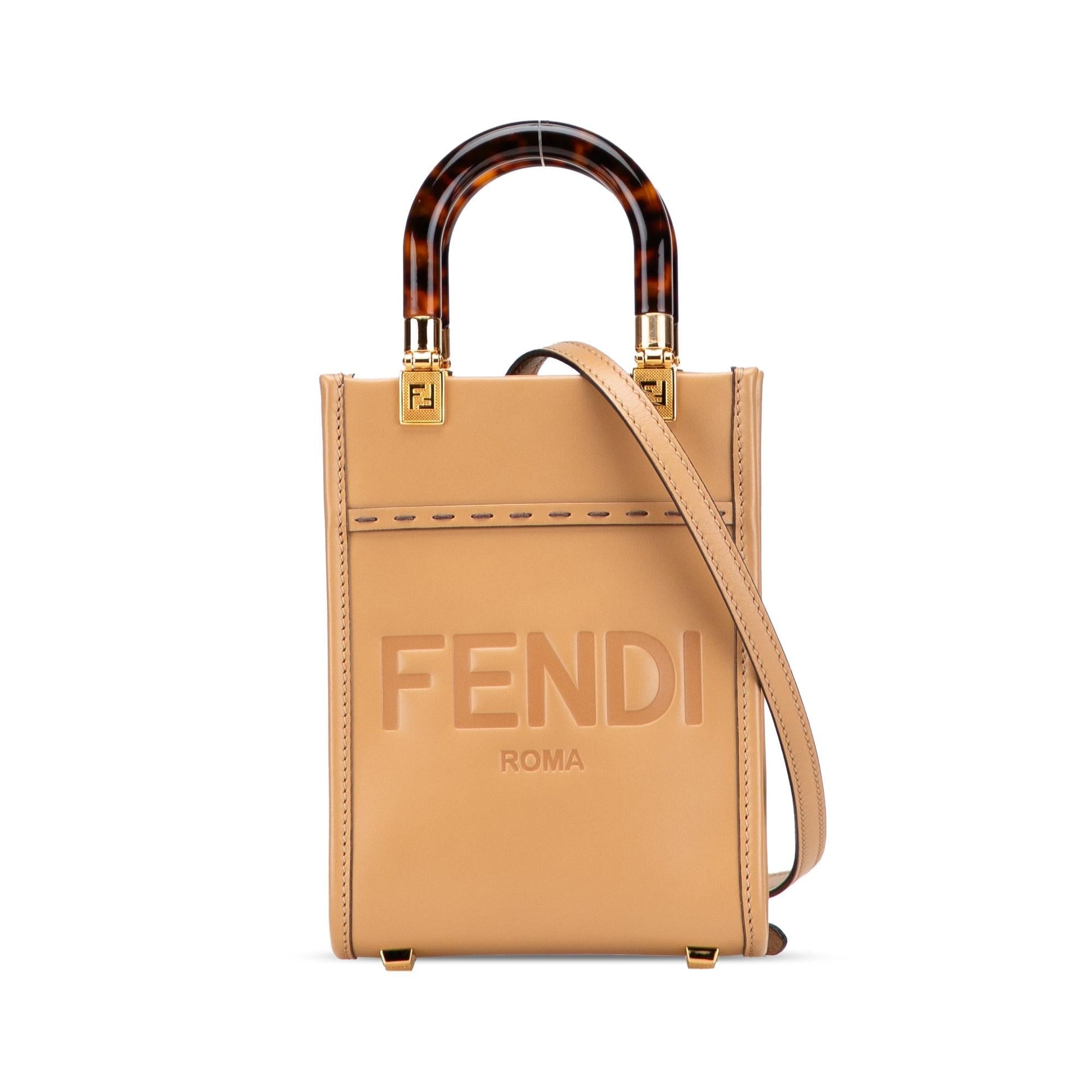 Fendi Sunshine Shopper Tote Leather Mini Tote Bag
