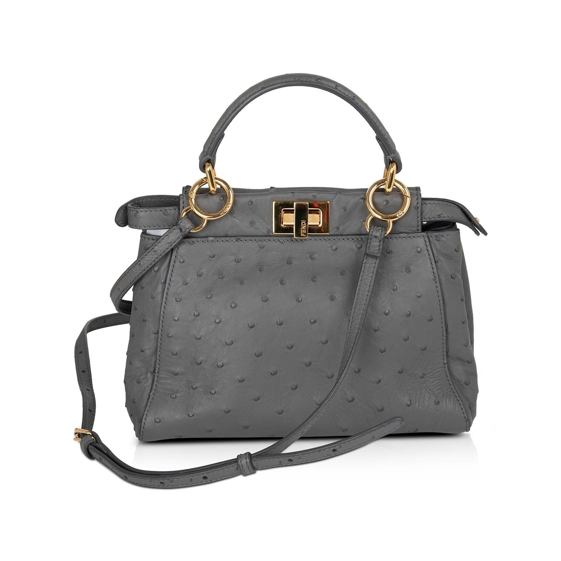 Fendi Ostrich Peekaboo Isseu Bag Mini Travel Bag