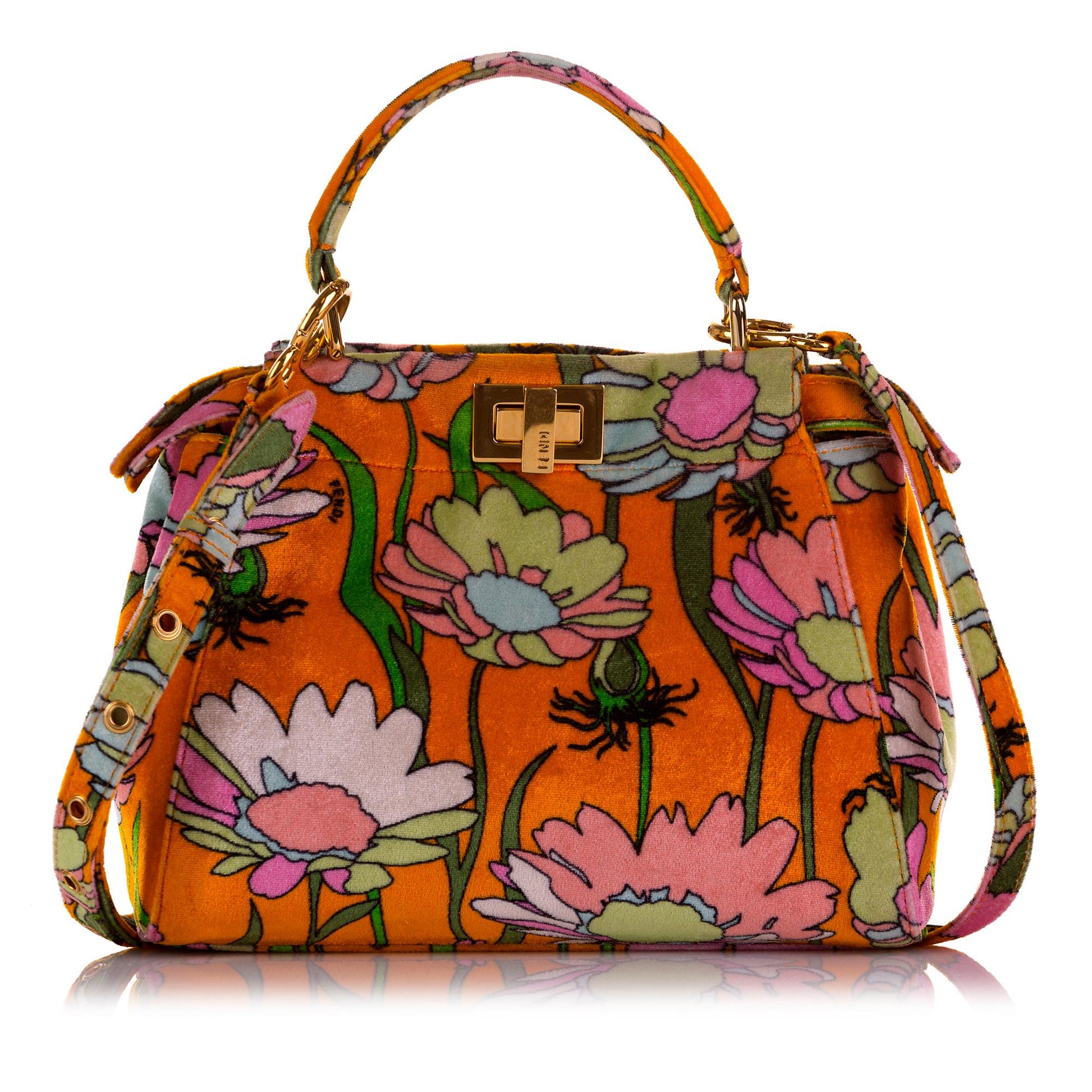 Fendi Peekaboo Chenille Velvet Satchel Shg 5T4Vi5 Mini Satchel Bag