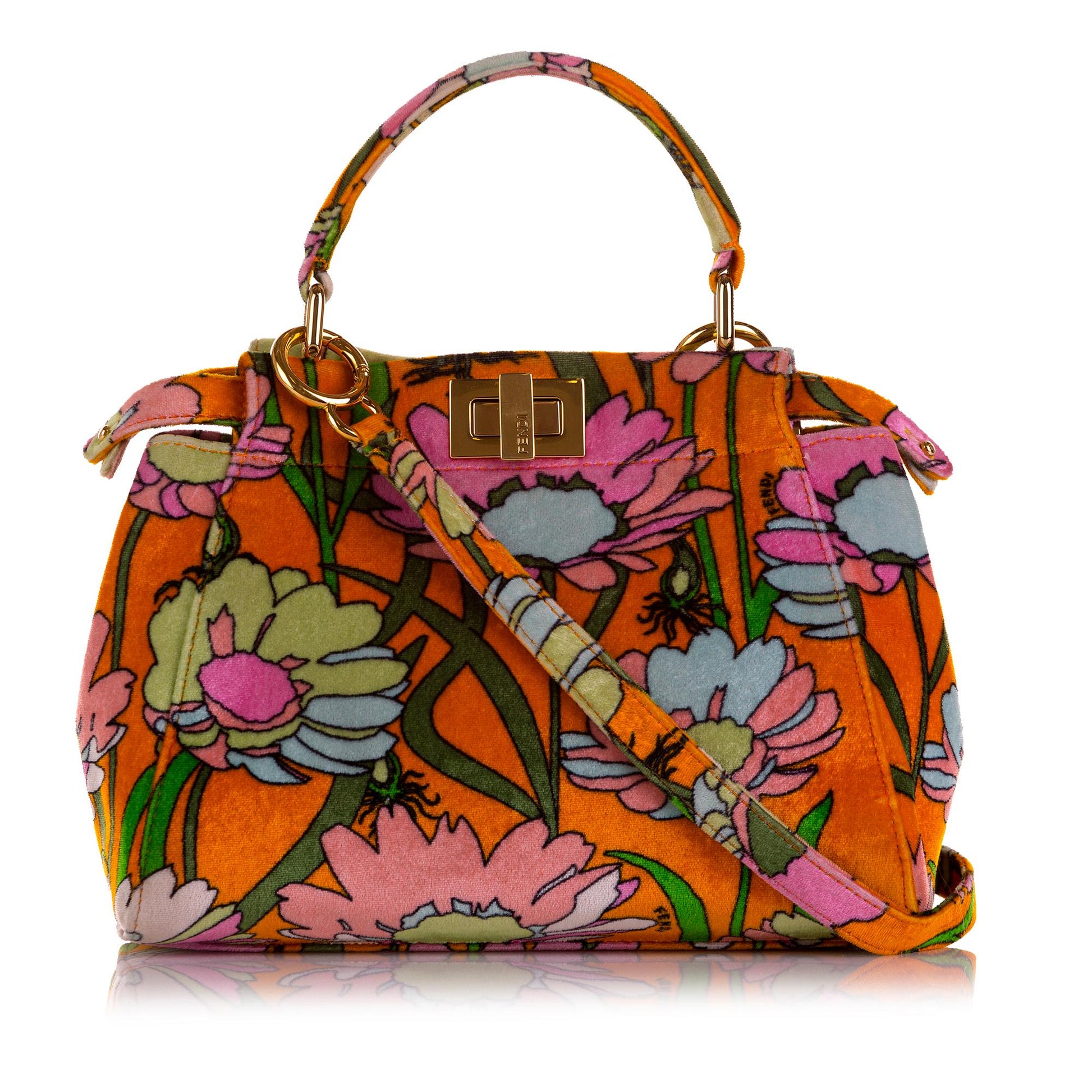 Fendi Peekaboo Chenille Velvet Satchel Shg 5T4Vi5 Mini Satchel Bag