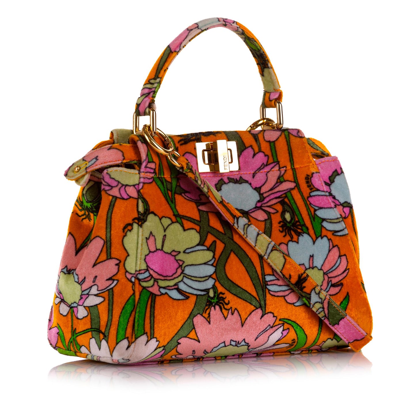 Fendi Peekaboo Chenille Velvet Satchel Shg 5T4Vi5 Mini Satchel Bag