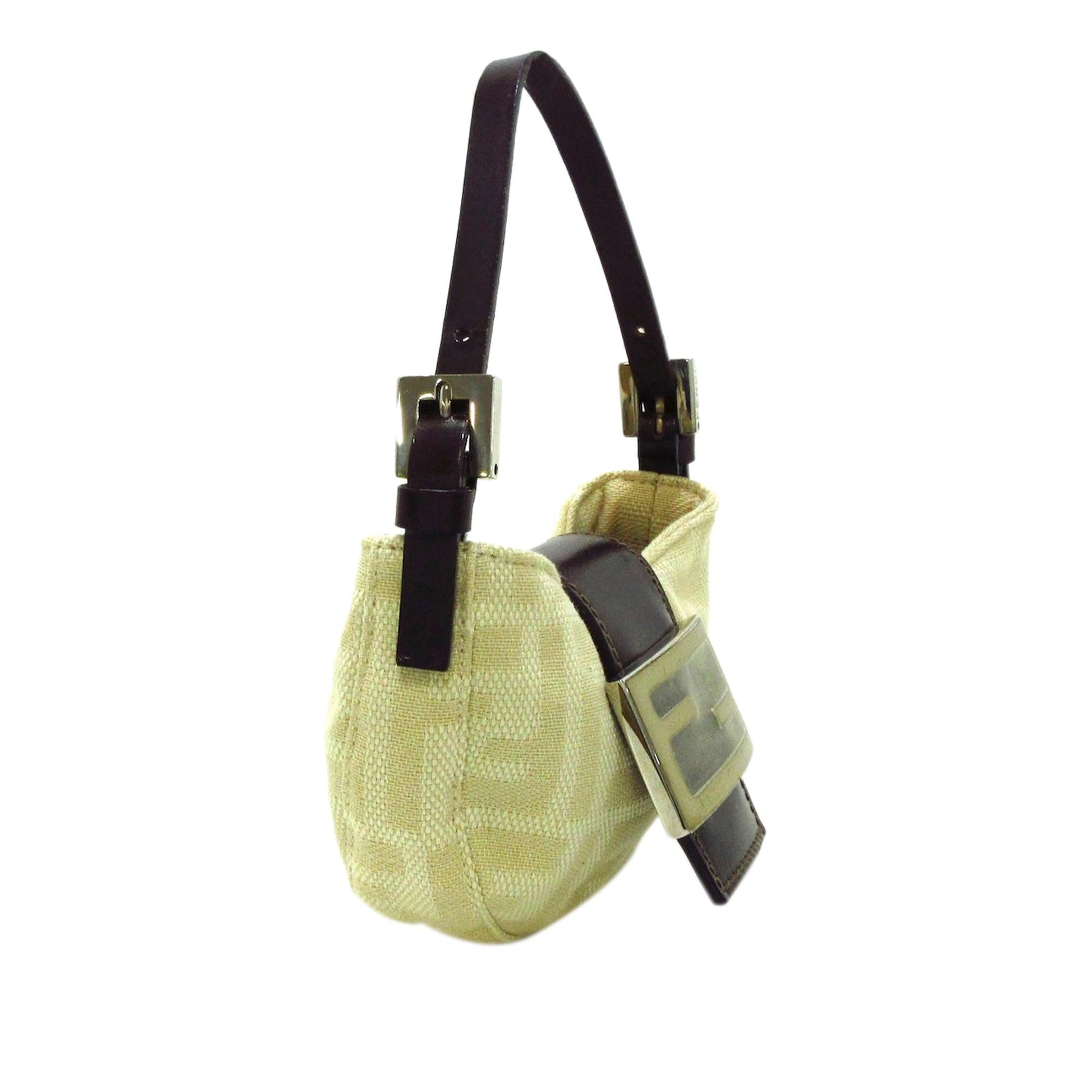 Fendi Zucca Baguette Shg Handbag Canvas Mini Shoulder Bag