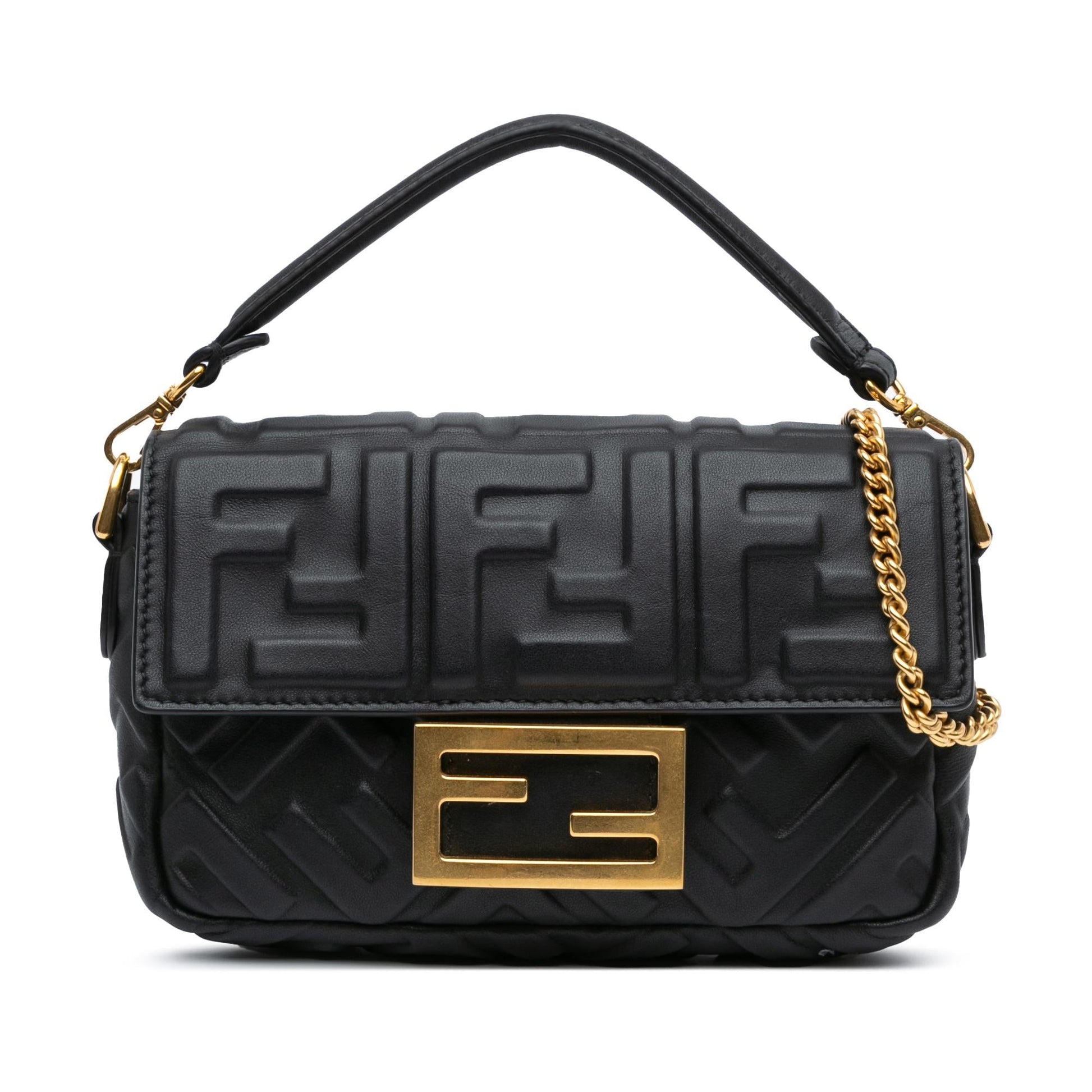 Fendi Zucca Baguette Satchel Shg Alndvt Leather Mini Embossed Satchel Bag